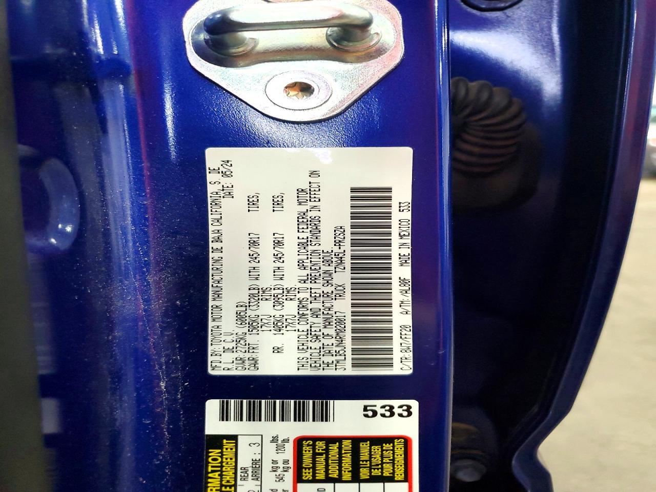 2024 Toyota Tacoma Sr5 Blue vin: 3TMLB5JN4RM020017