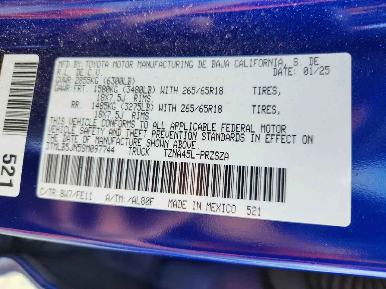 2025 Toyota Tacoma Trd Sport Blue vin: 3TMLB5JN5SM097744