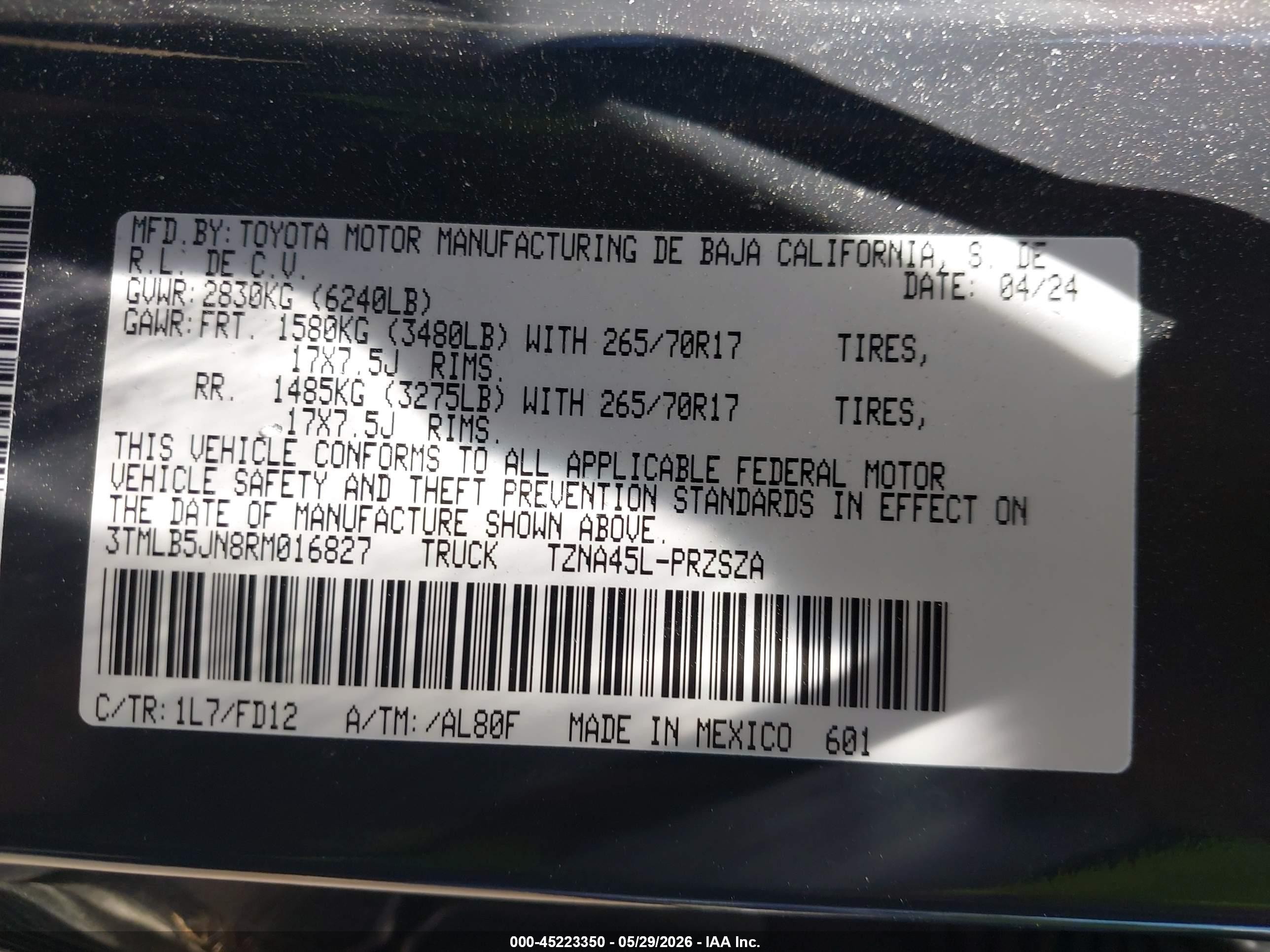 2024 Toyota Tacoma Trd Off Road Gray vin: 3TMLB5JN8RM016827