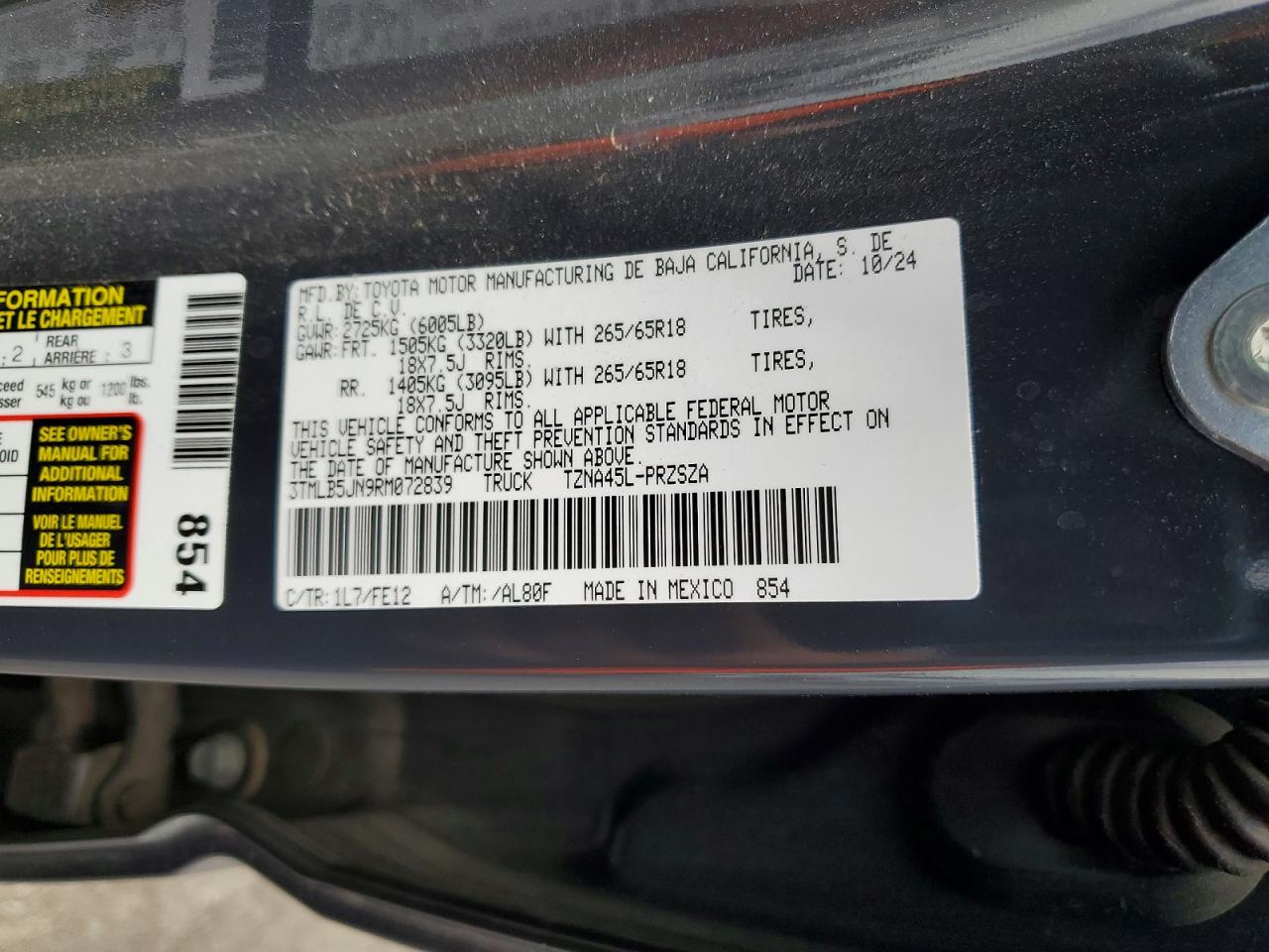 2024 Toyota Tacoma Trd Sport Gray vin: 3TMLB5JN9RM072839