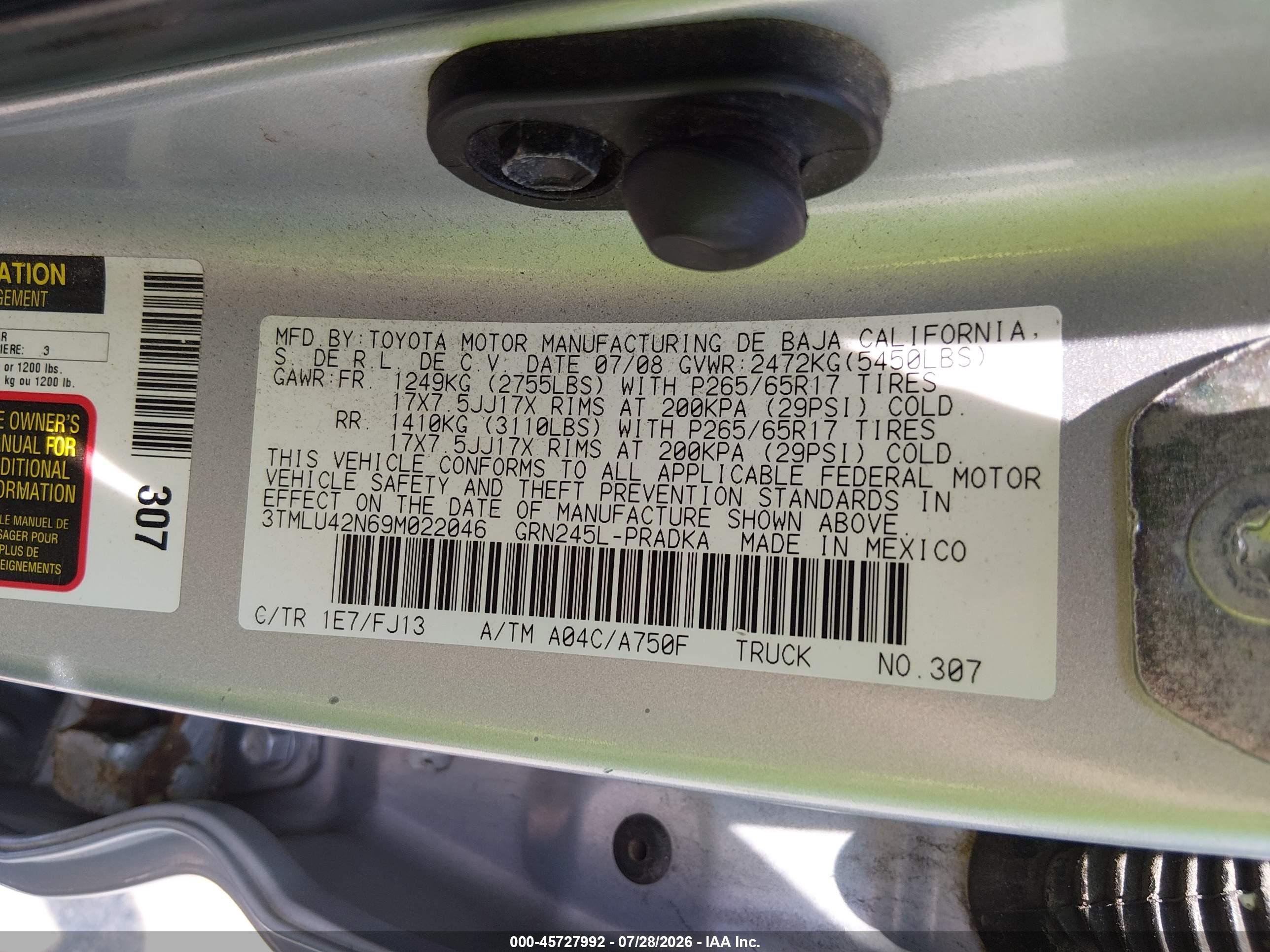 2009 Toyota Tacoma Base V6 Silver vin: 3TMLU42N69M022046