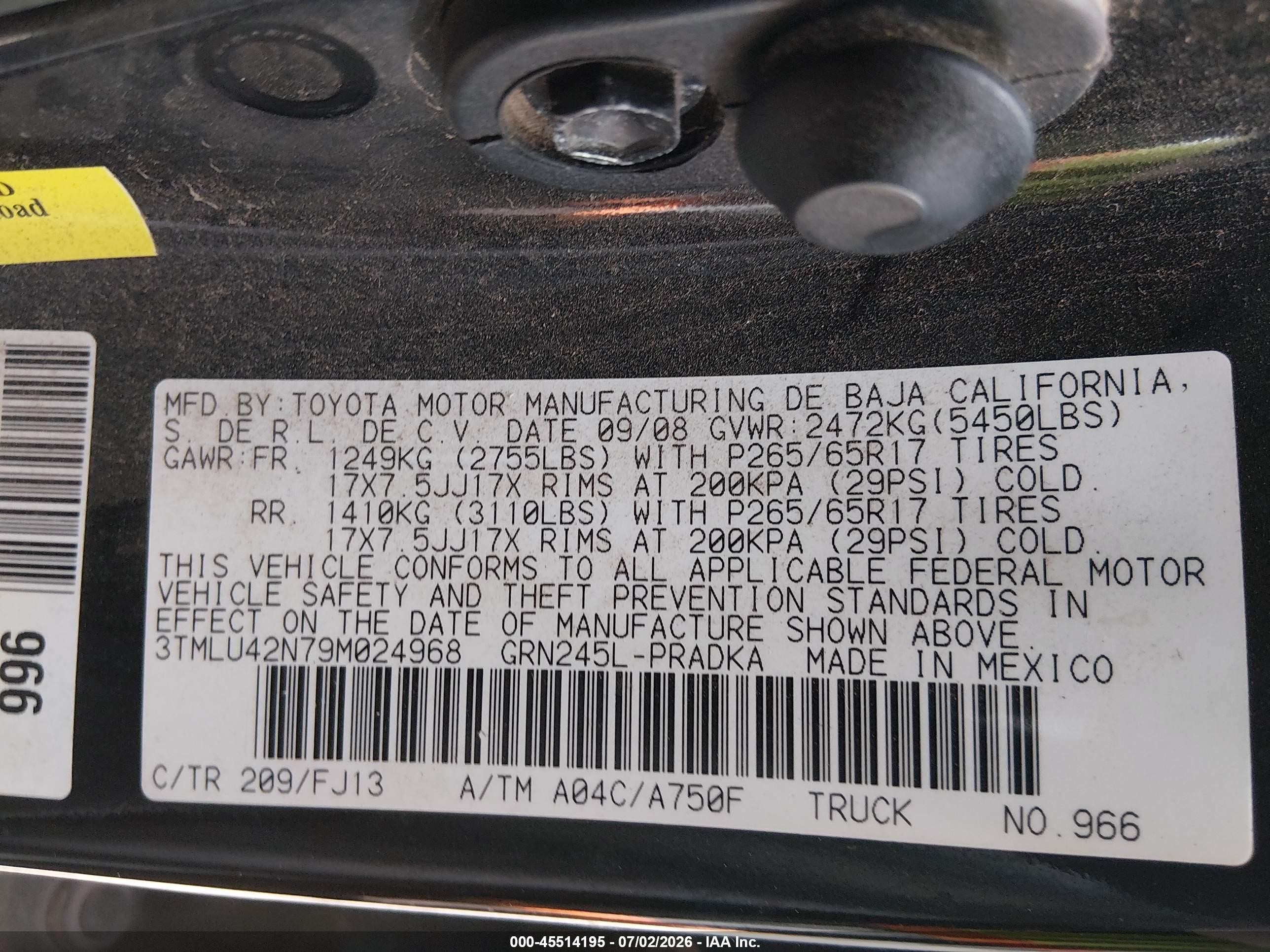 2009 Toyota Tacoma Base V6 Черный vin: 3TMLU42N79M024968