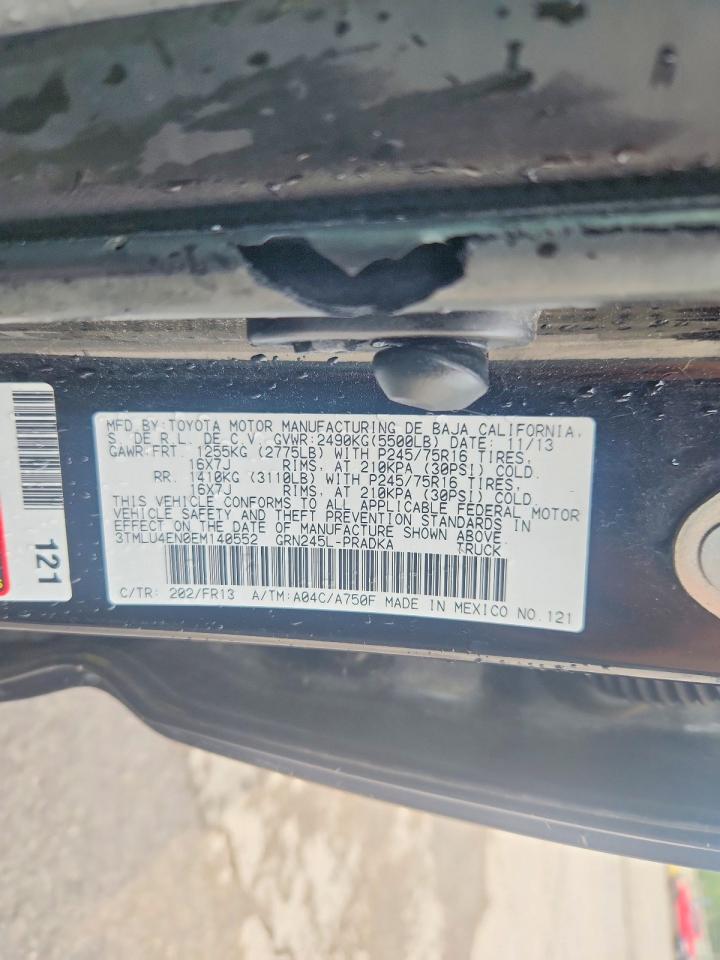 2014 Toyota Tacoma V6 Black vin: 3TMLU4EN0EM140552