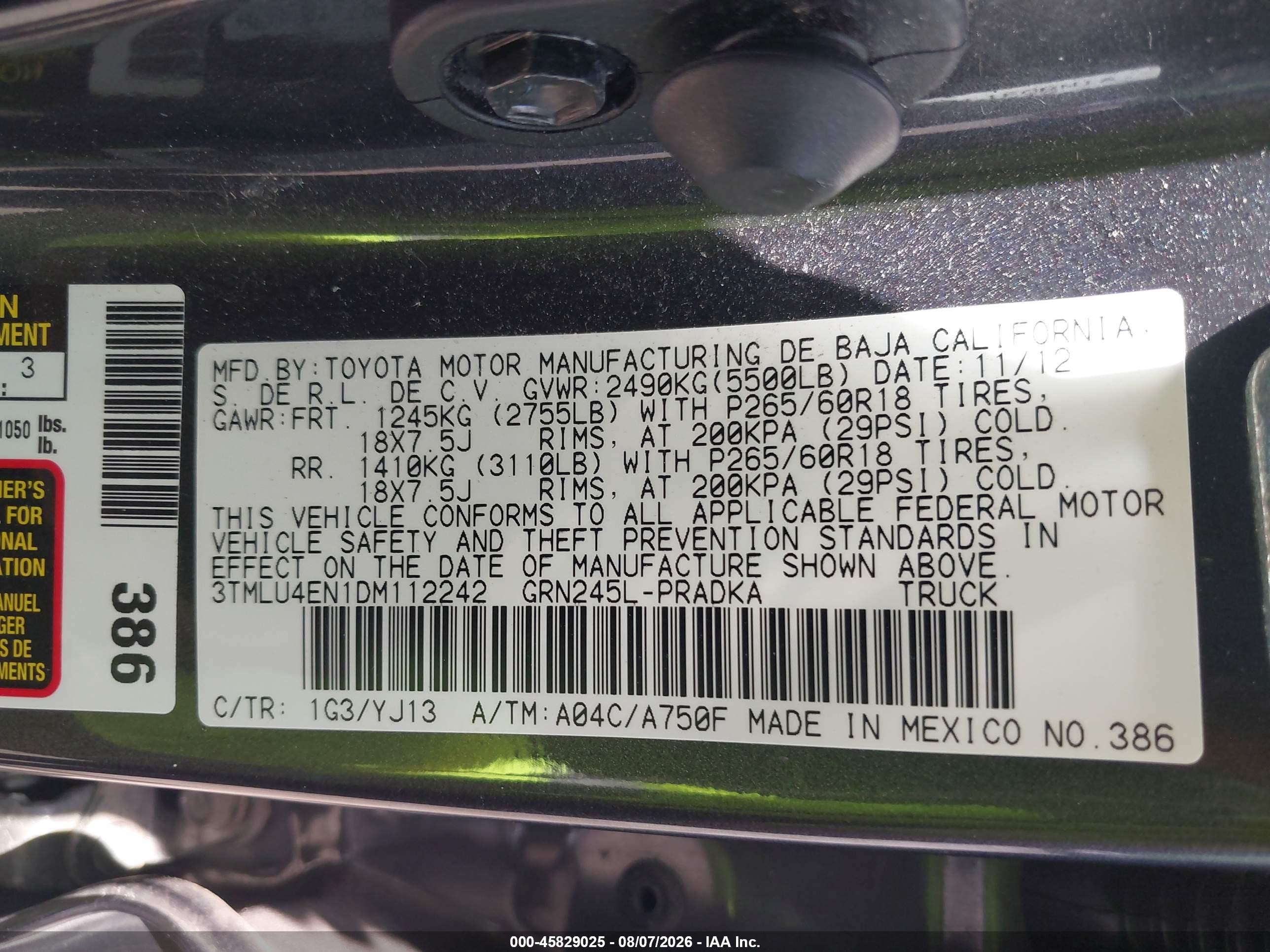 2013 Toyota Tacoma Base V6 Gray vin: 3TMLU4EN1DM112242