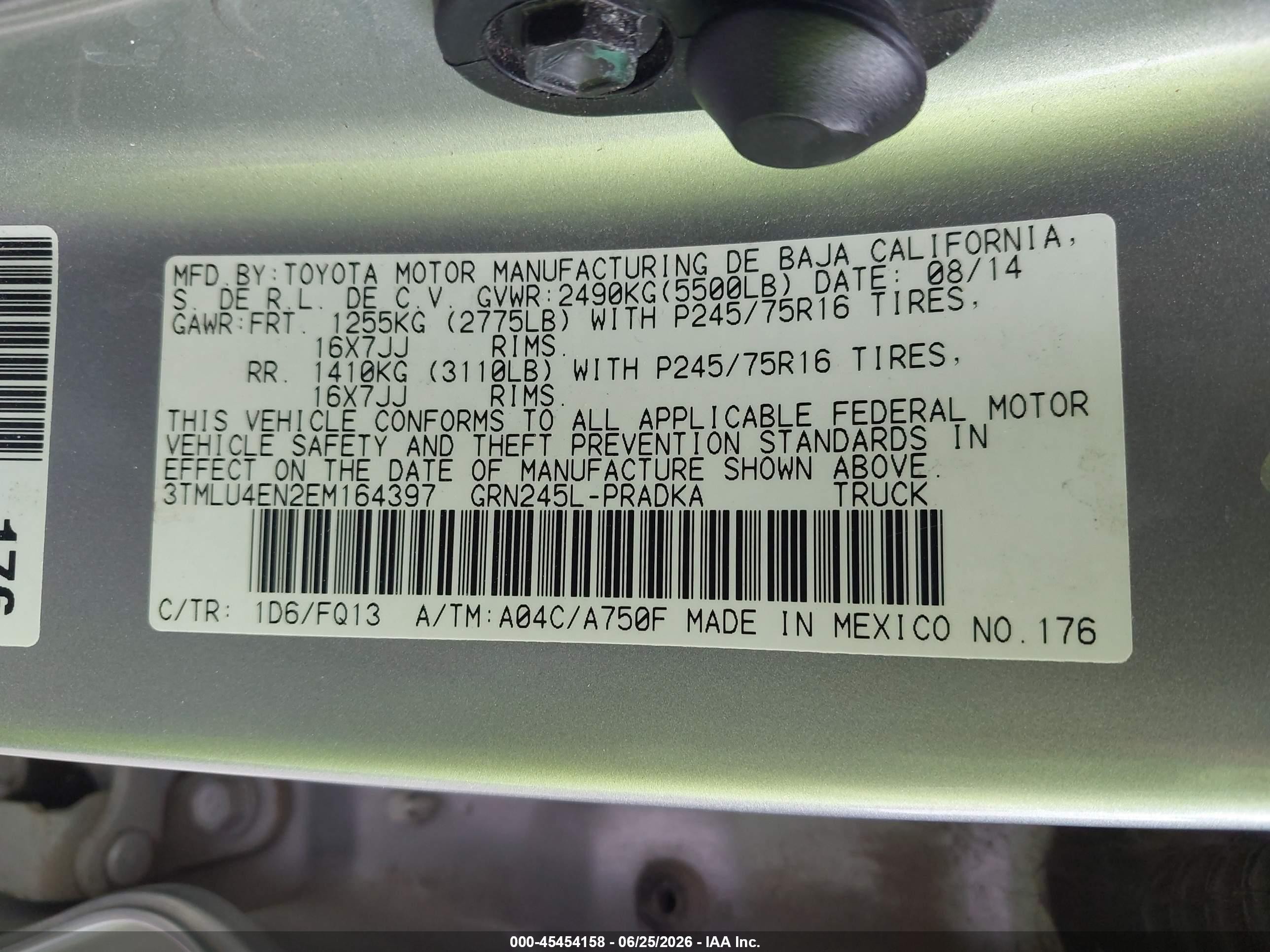 2014 Toyota Tacoma Base V6 Silver vin: 3TMLU4EN2EM164397