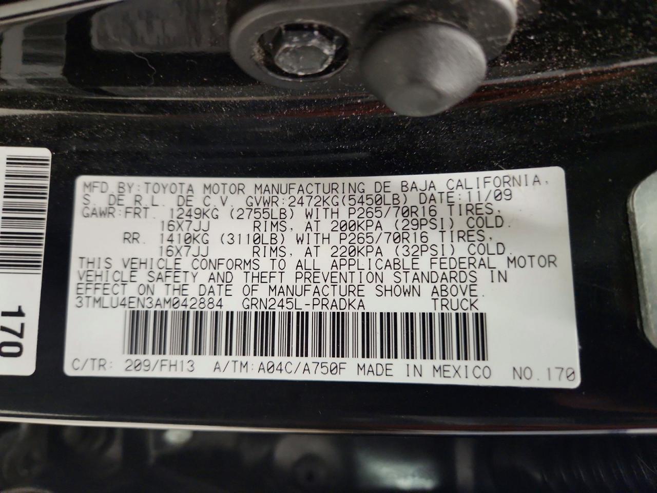 2010 Toyota Tacoma Black vin: 3TMLU4EN3AM042884