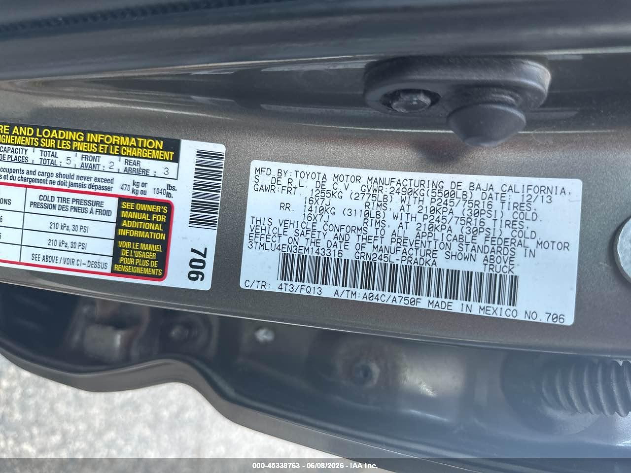 2014 Toyota Tacoma Base V6 Brown vin: 3TMLU4EN3EM143316