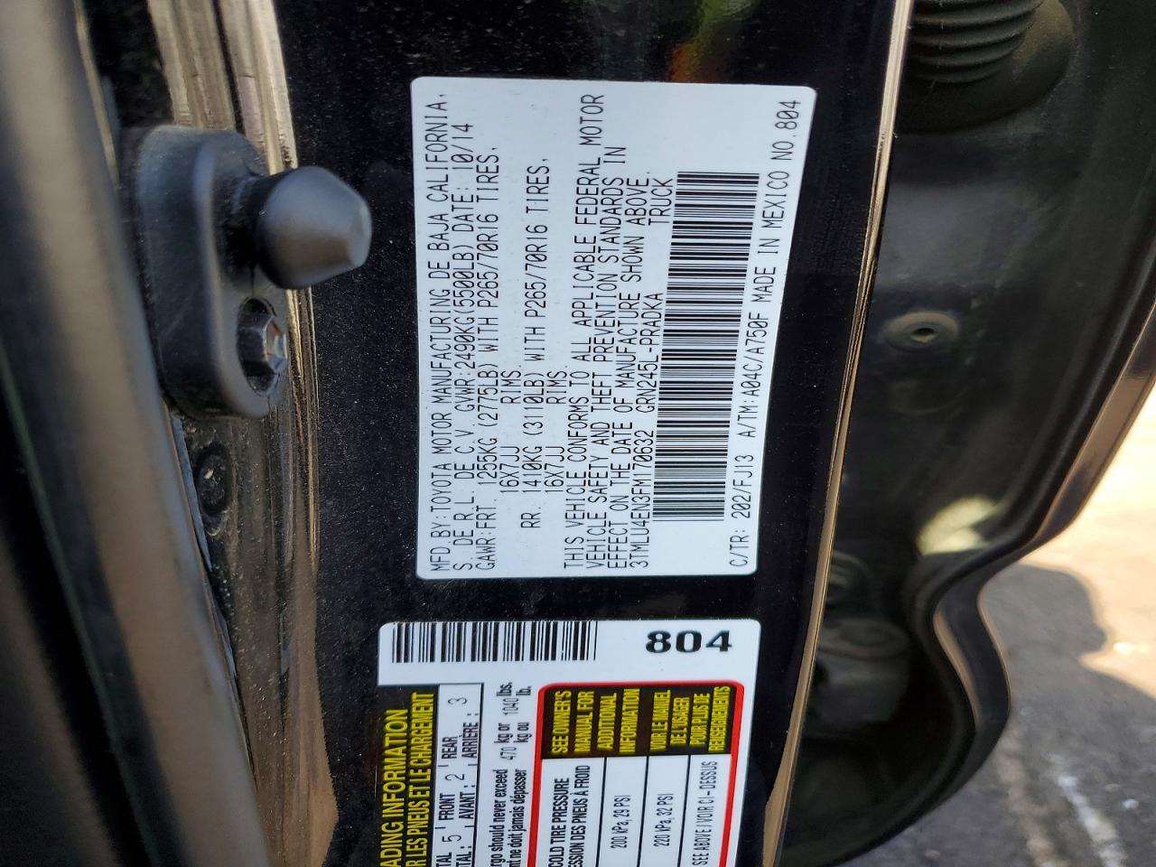 2015 Toyota Tacoma V6 Black vin: 3TMLU4EN3FM170632