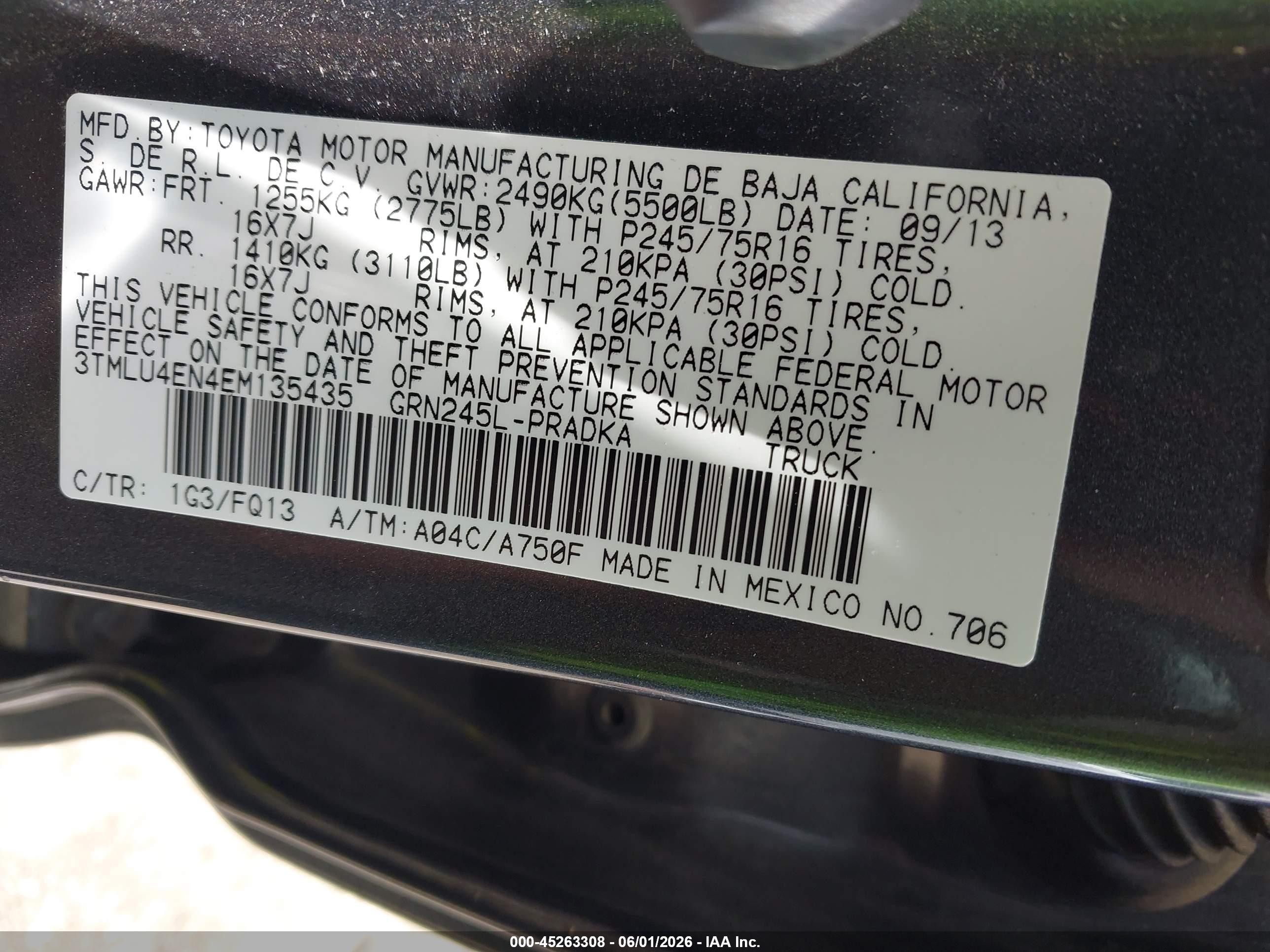 2014 Toyota Tacoma Base V6 Gray vin: 3TMLU4EN4EM135435