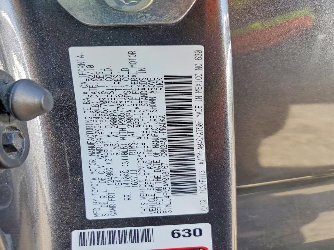 2010 Toyota Tacoma V6 Gray vin: 3TMLU4EN5AM048167
