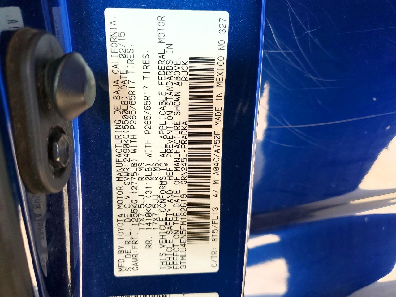 2015 Toyota Tacoma V6 Blue vin: 3TMLU4EN5FM182619