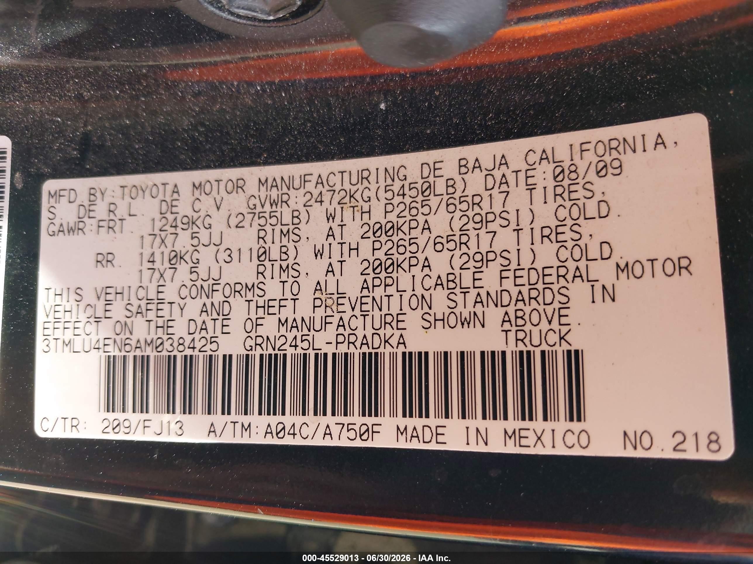 2010 Toyota Tacoma Base V6 Черный vin: 3TMLU4EN6AM038425