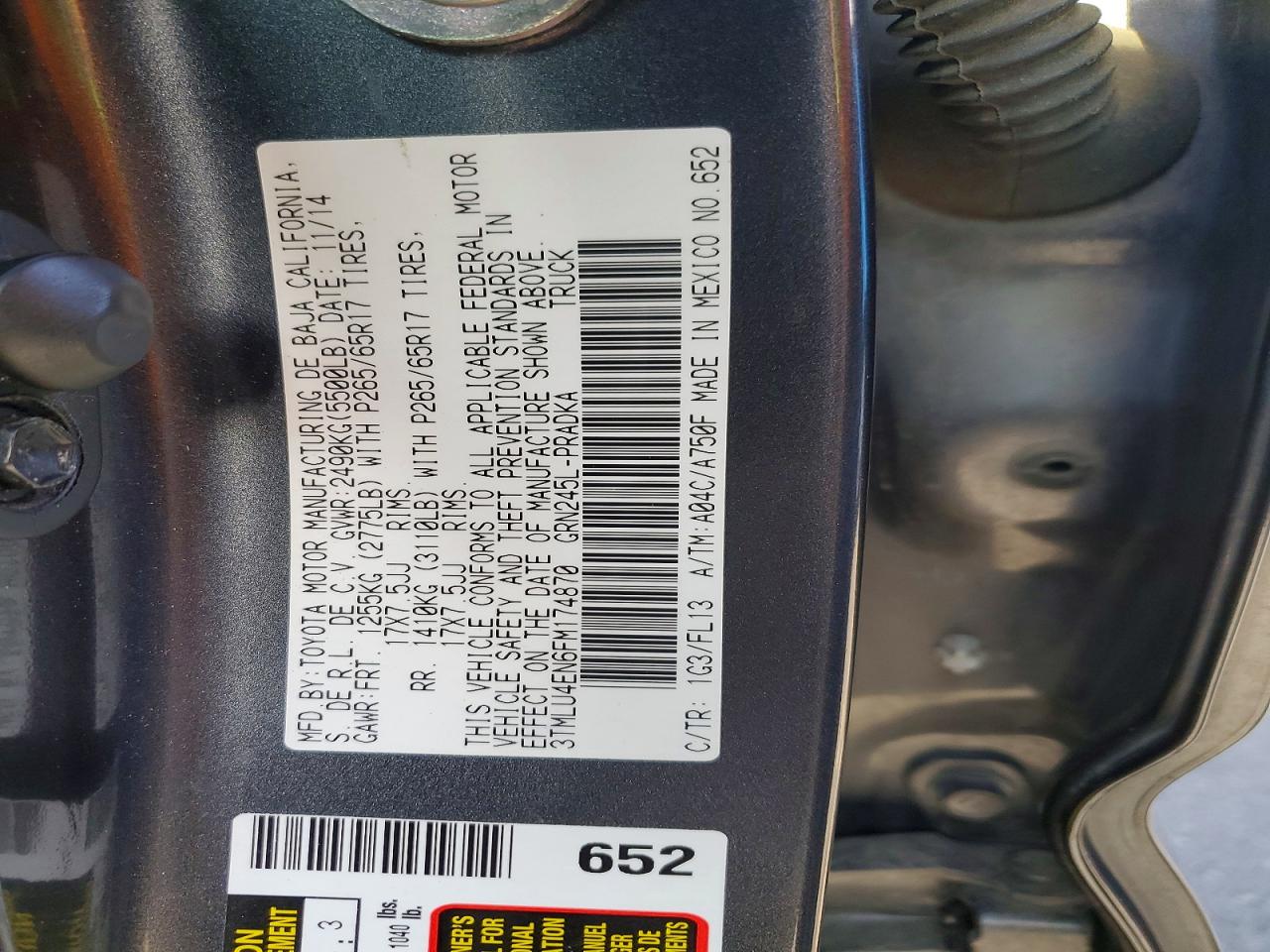 2015 Toyota Tacoma V6 Gray vin: 3TMLU4EN6FM174870