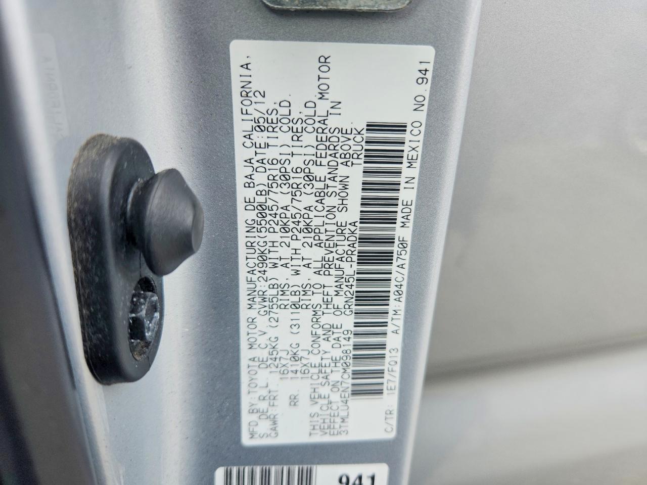 2012 Toyota Tacoma Double Cab Silver vin: 3TMLU4EN7CM098149