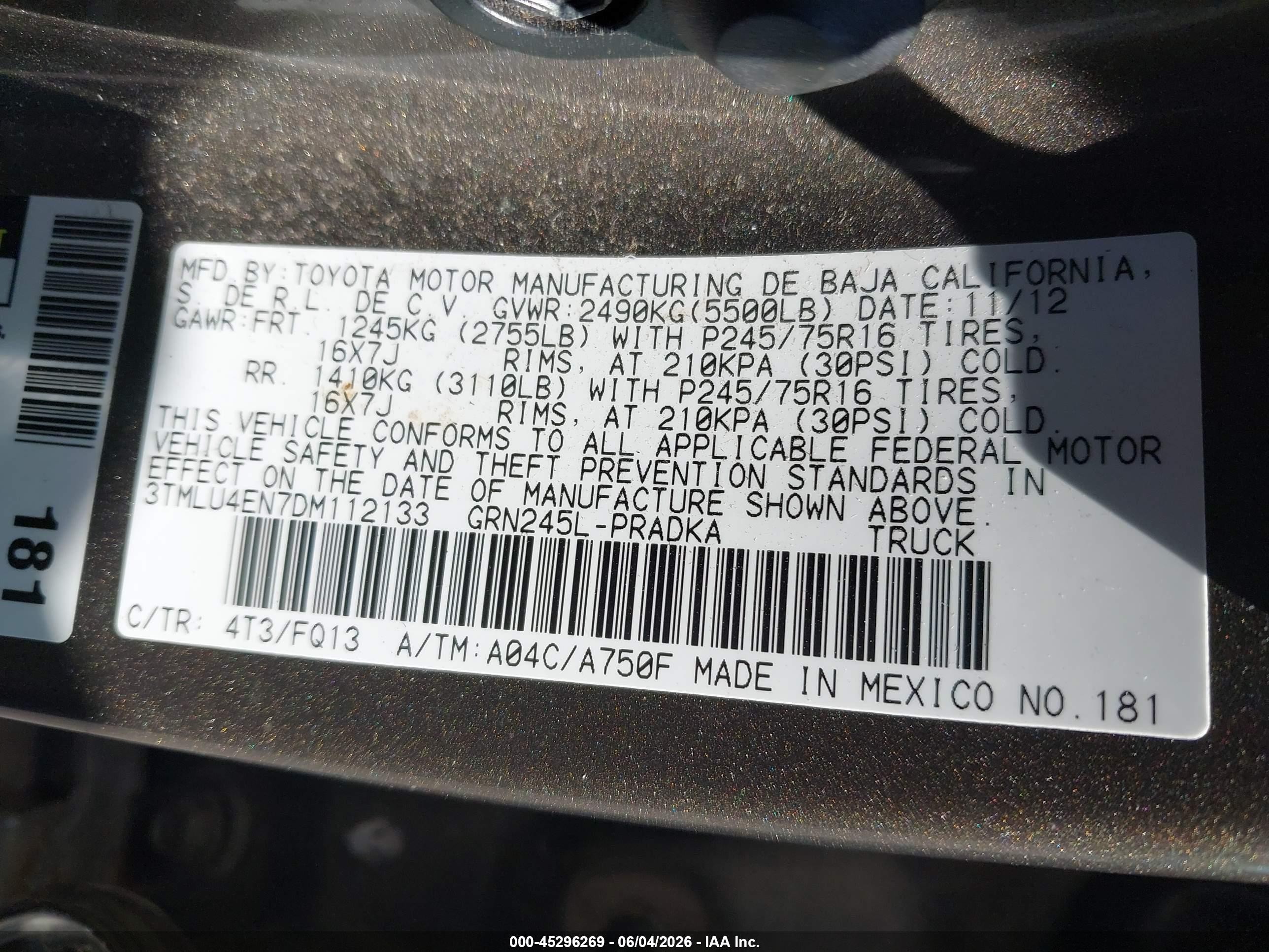 2013 Toyota Tacoma Base V6 Brown vin: 3TMLU4EN7DM112133