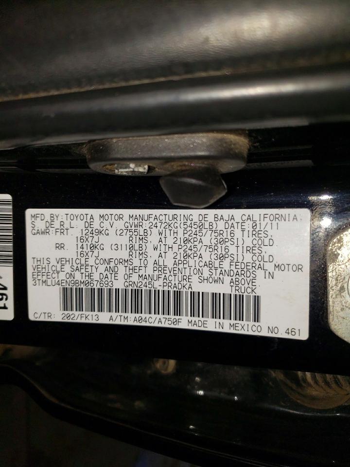 2011 Toyota Tacoma Double Cab Black vin: 3TMLU4EN9BM067693