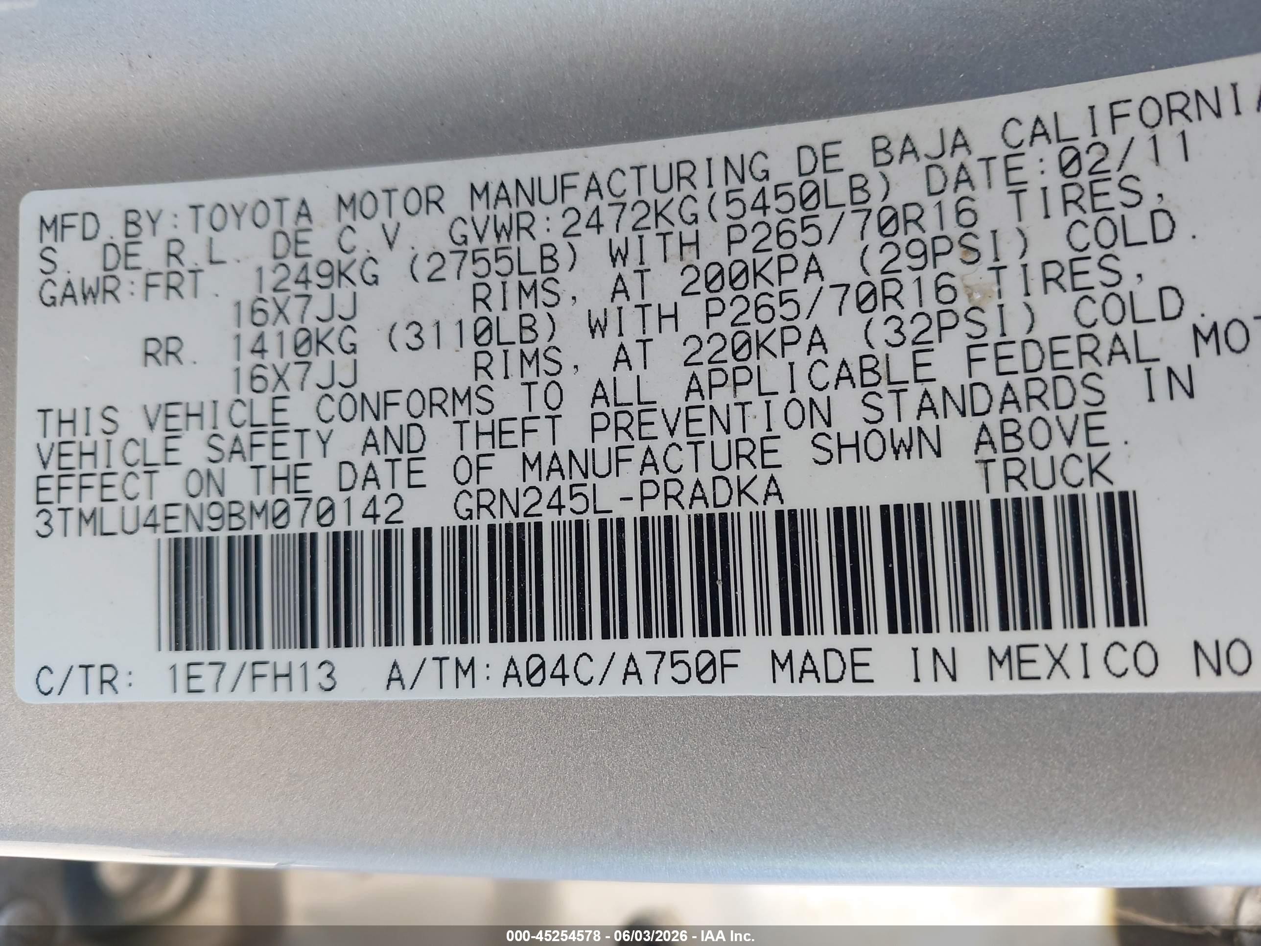 2011 Toyota Tacoma Base V6 Silver vin: 3TMLU4EN9BM070142