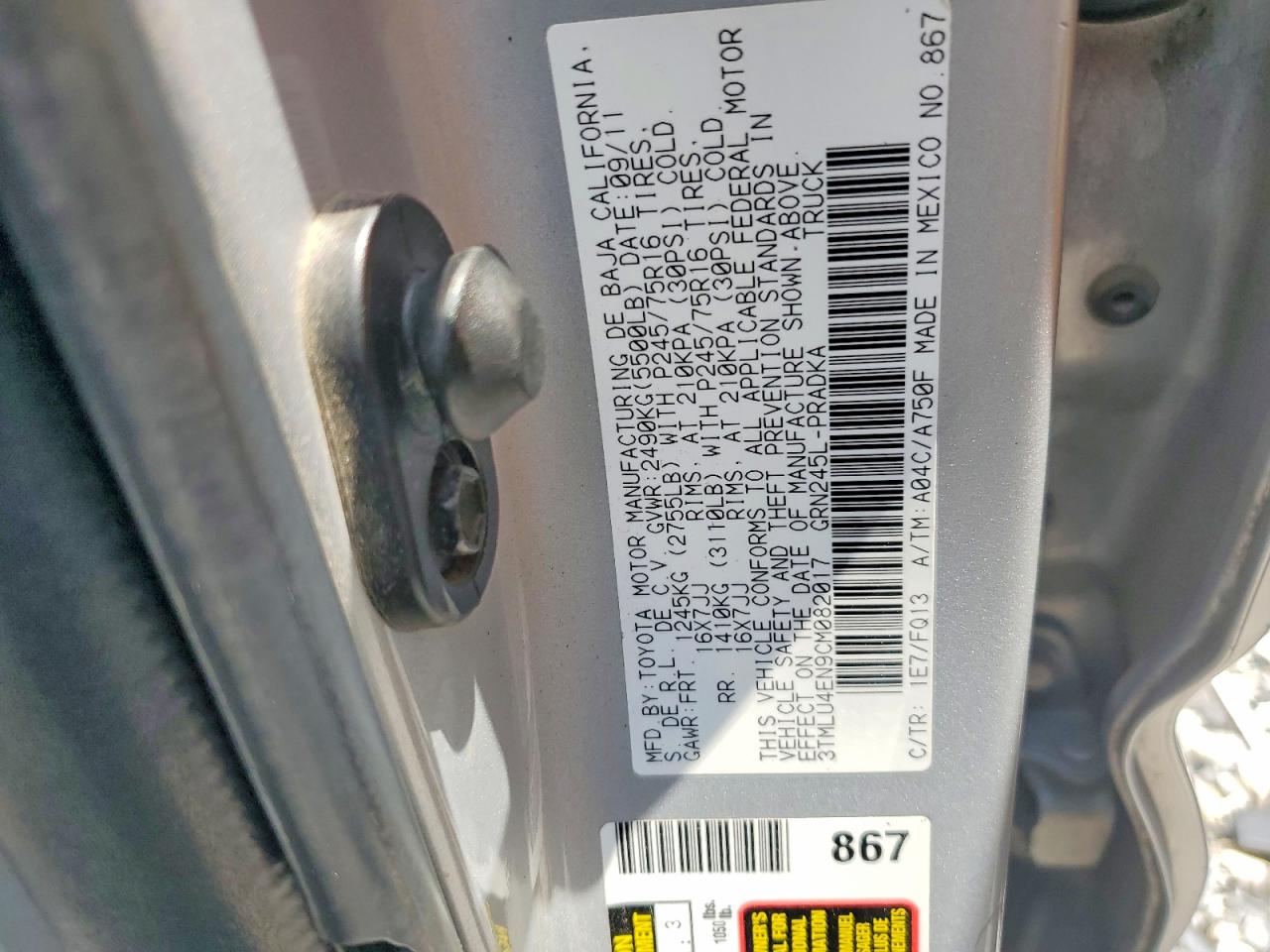 2012 Toyota Tacoma Double Cab Серебряный vin: 3TMLU4EN9CM082017
