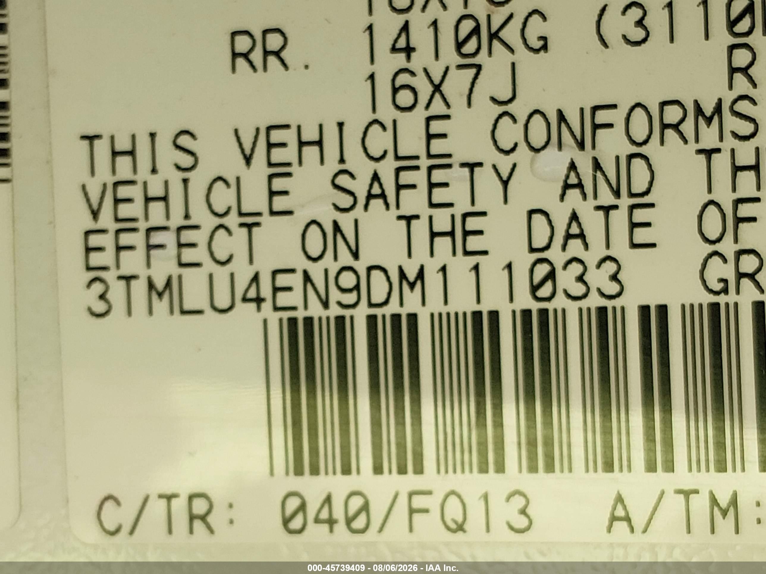 2013 Toyota Tacoma Base V6 White vin: 3TMLU4EN9DM111033