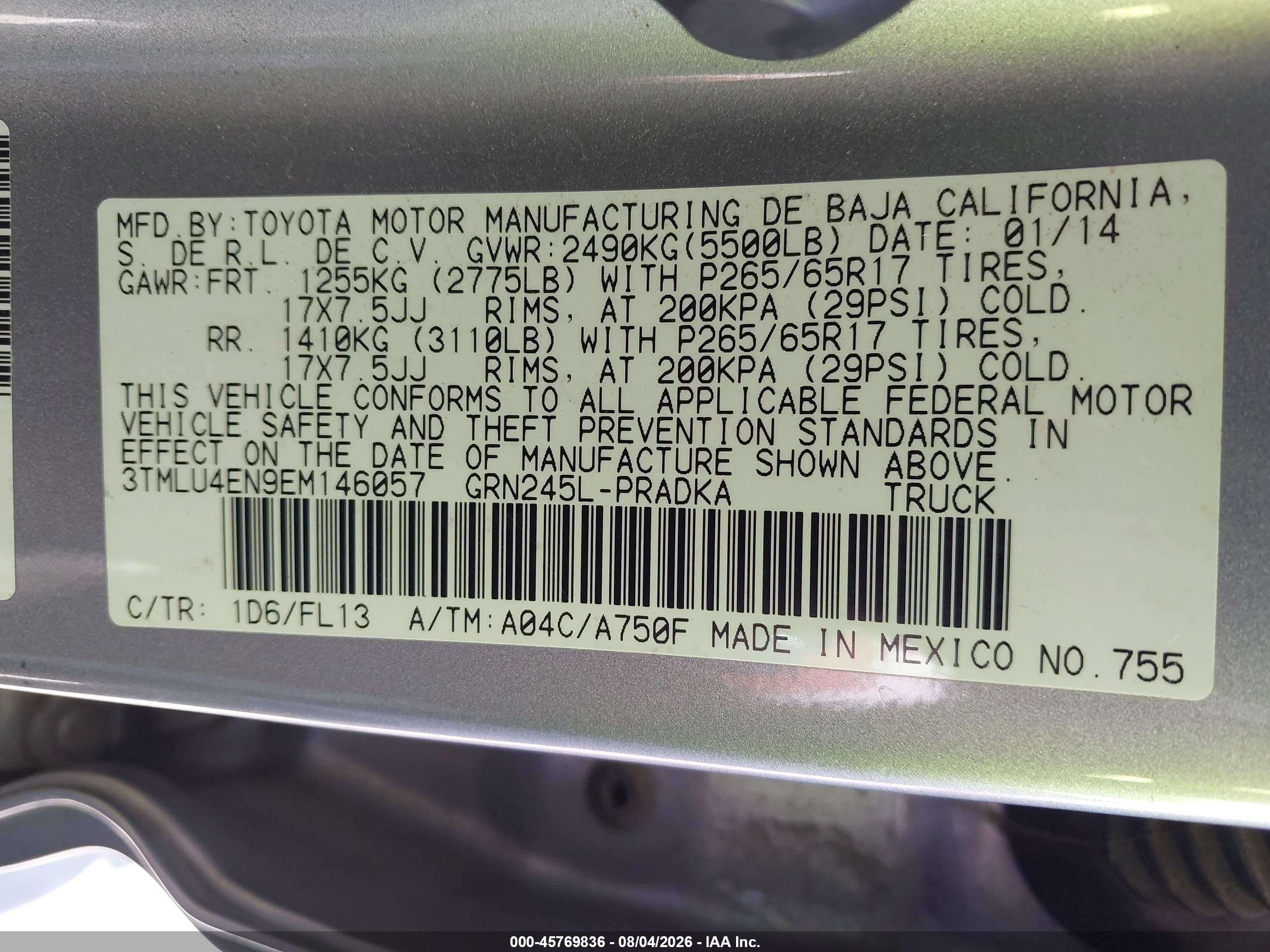 2014 Toyota Tacoma Base V6 Silver vin: 3TMLU4EN9EM146057