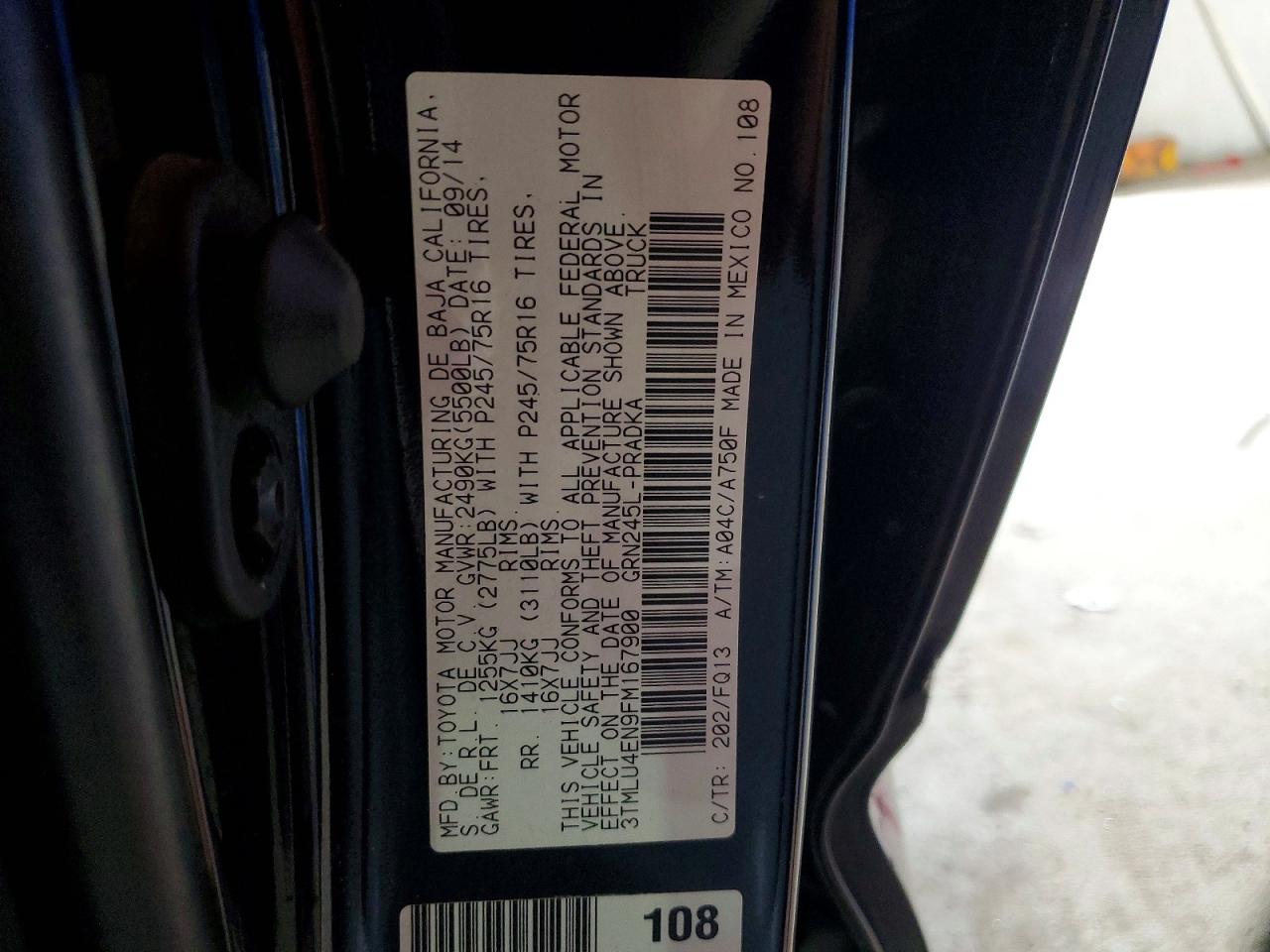 2015 Toyota Tacoma V6 Black vin: 3TMLU4EN9FM167900