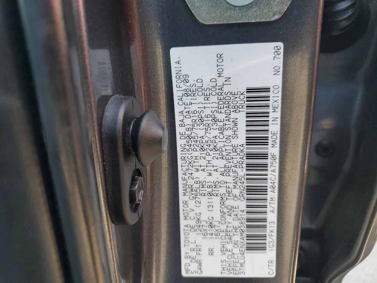 2010 Toyota Tacoma V6 Charcoal vin: 3TMLU4ENXAM038914