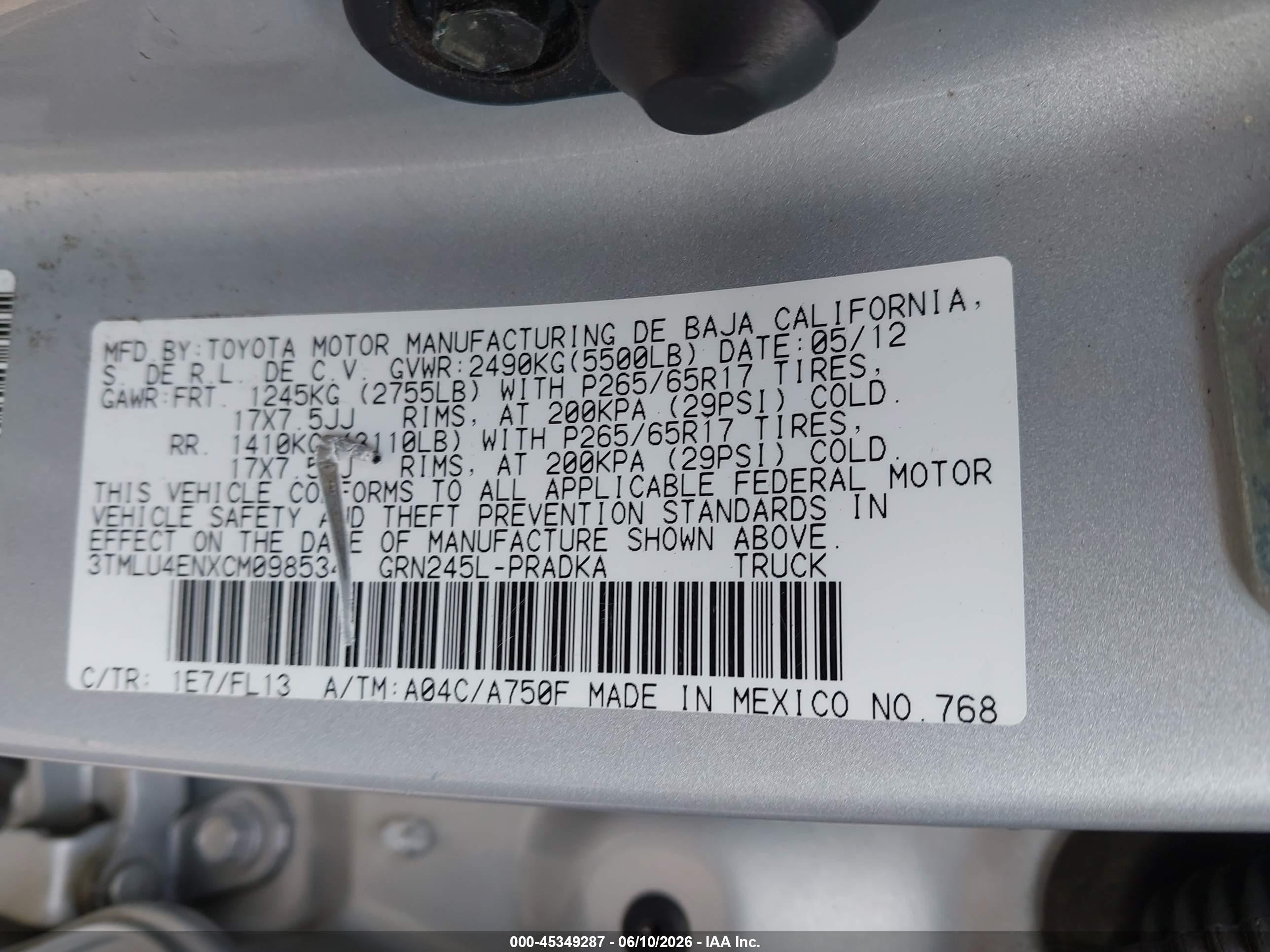 2012 Toyota Tacoma Base V6 Silver vin: 3TMLU4ENXCM098534