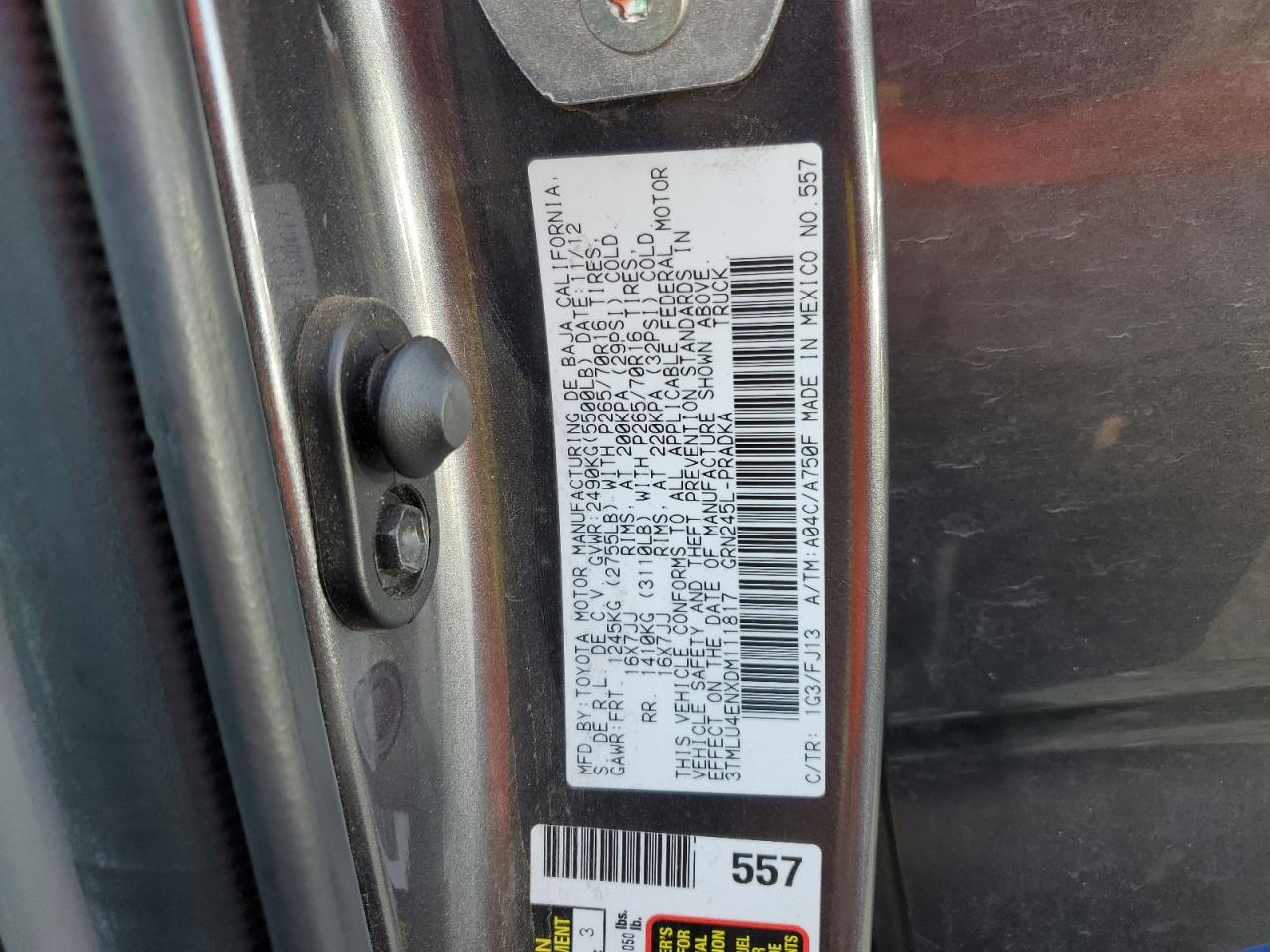 2013 Toyota Tacoma Double Cab Gray vin: 3TMLU4ENXDM111817