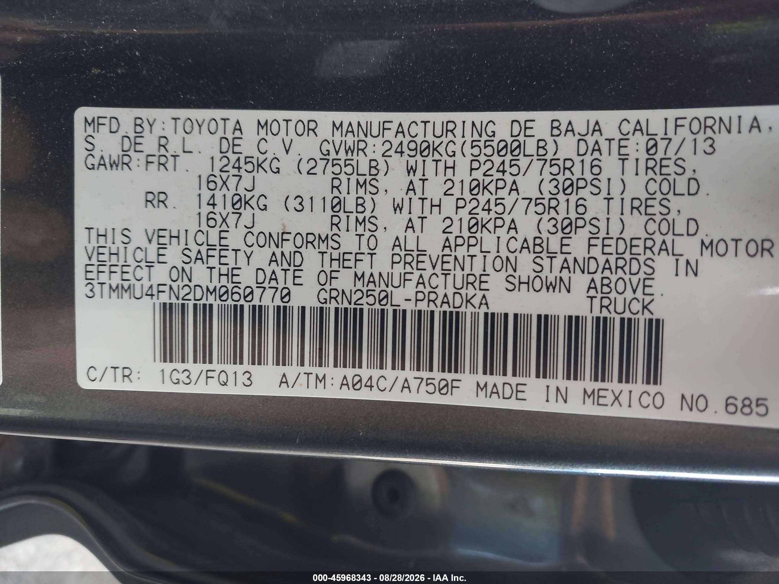 2013 Toyota Tacoma Double Cab Long Bed Gray vin: 3TMMU4FN2DM060770