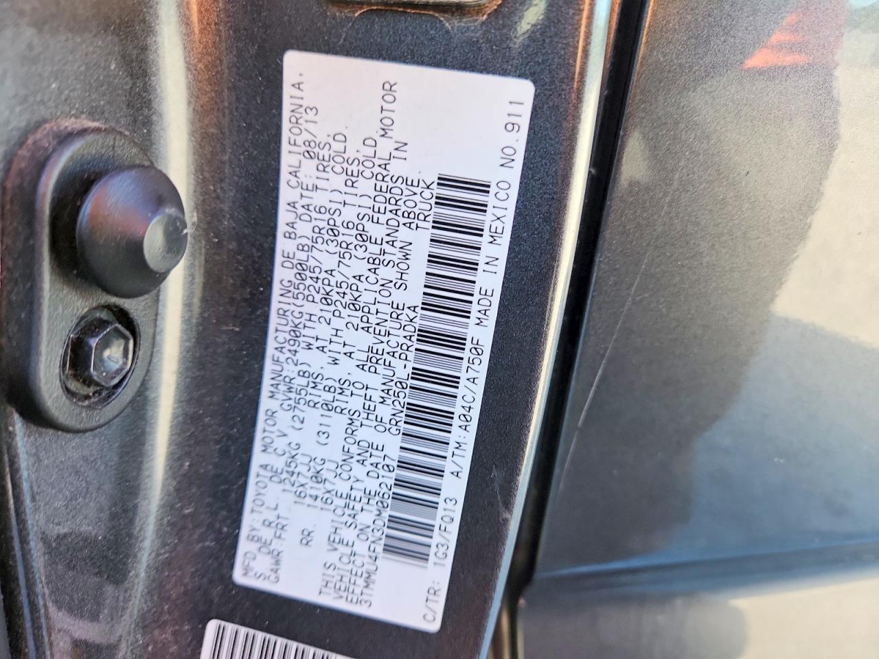 2013 Toyota Tacoma Double Cab Long Bed Gray vin: 3TMMU4FN3DM062107