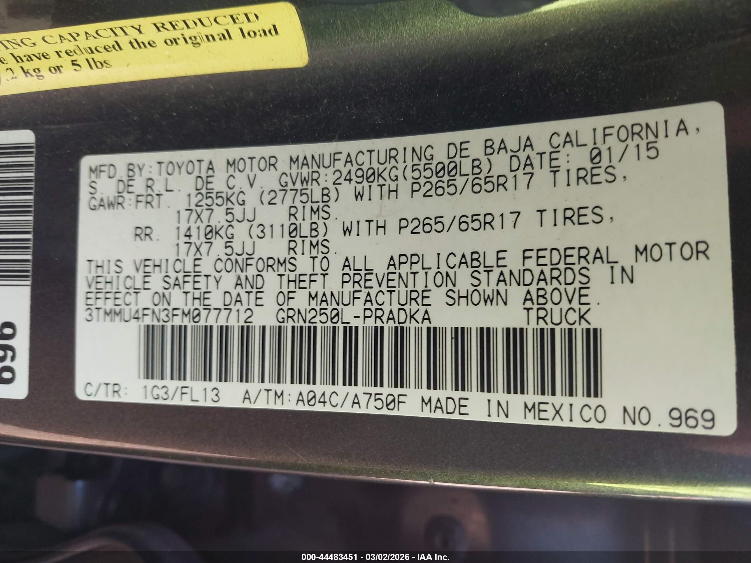 2015 Toyota Tacoma Base V6 vin: 3TMMU4FN3FM077712