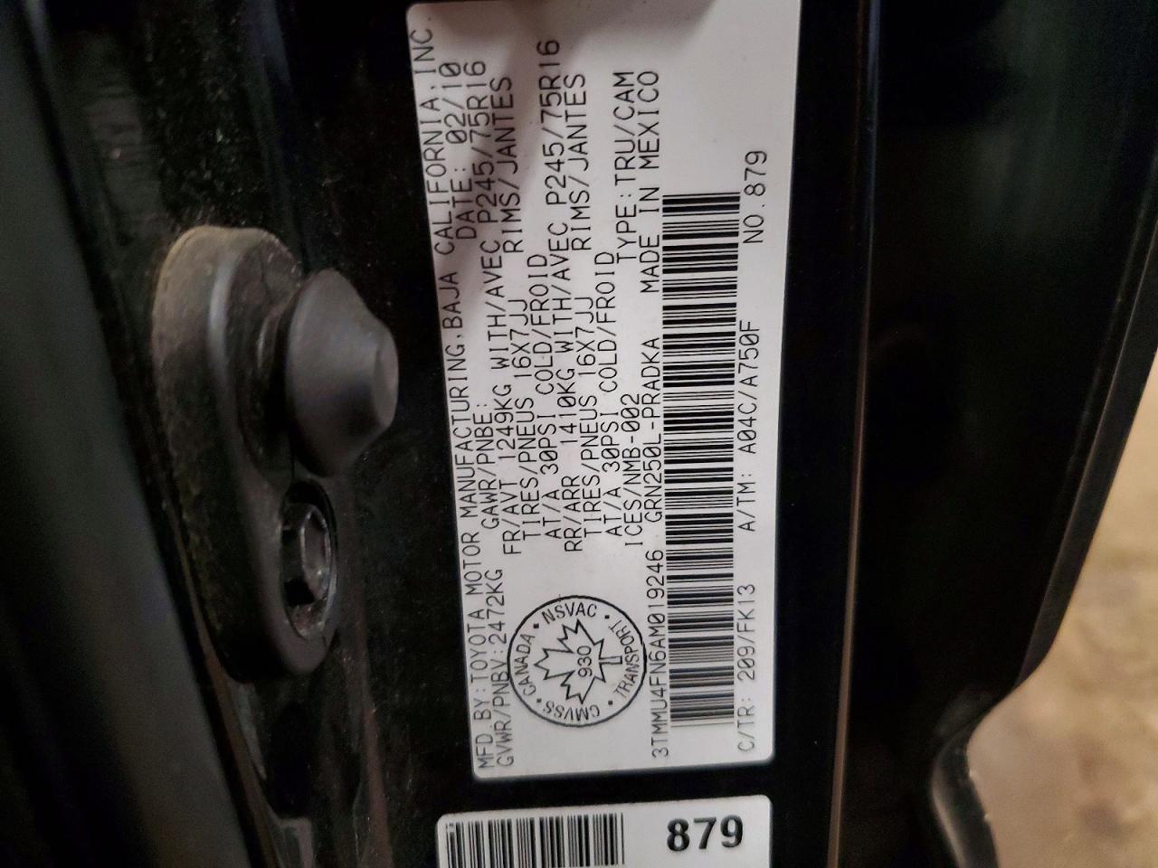 2010 Toyota Tacoma Double Cab Long Bed Black vin: 3TMMU4FN6AM019246