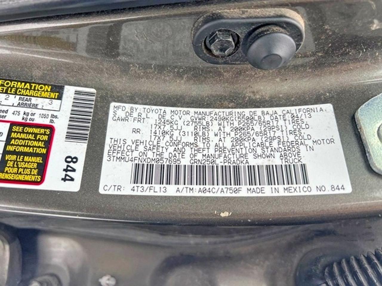 2013 Toyota Tacoma V6 Gray vin: 3TMMU4FNXDM057695