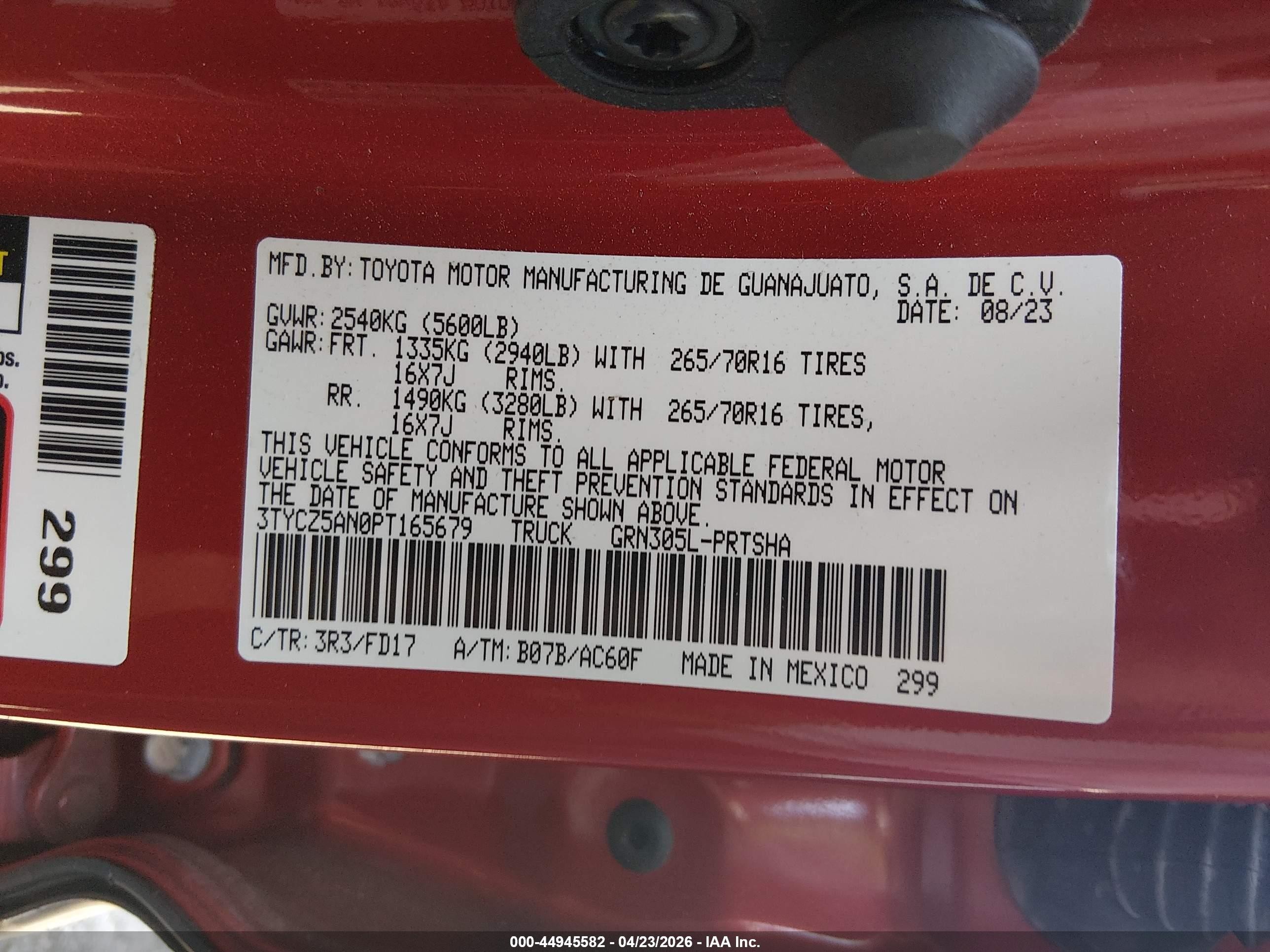 2023 Toyota Tacoma Trd Off Road Red vin: 3TYCZ5AN0PT165679