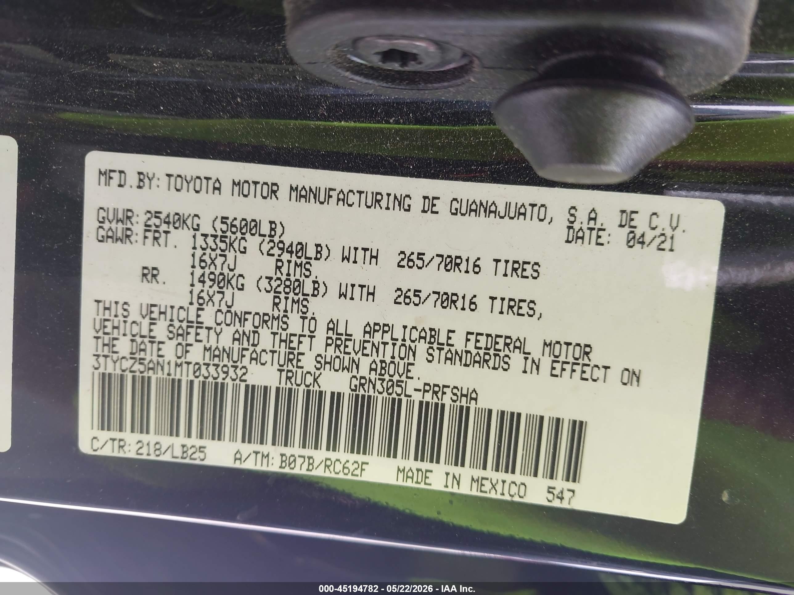 2021 Toyota Tacoma Trd Pro Black vin: 3TYCZ5AN1MT033932