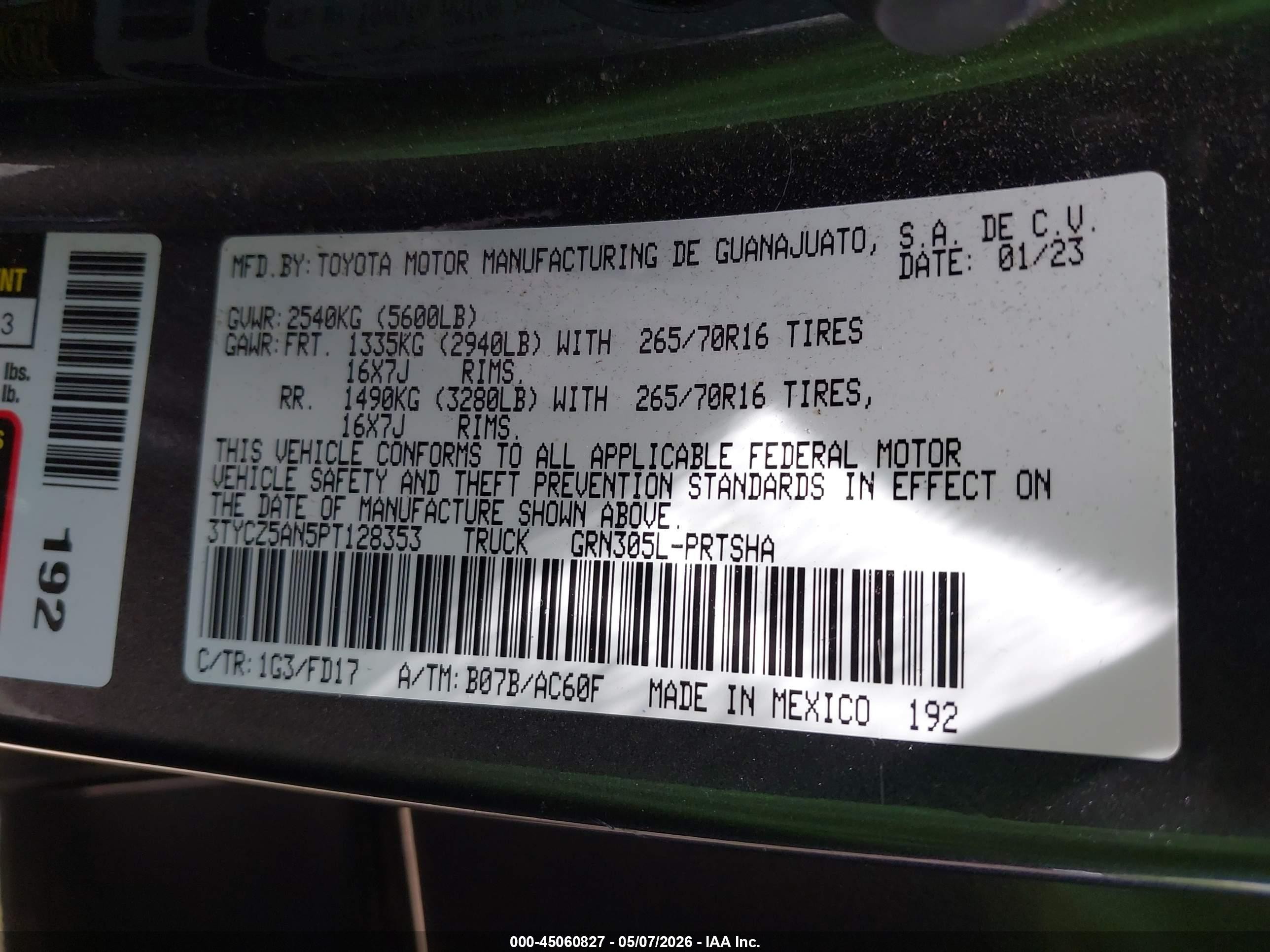 2023 Toyota Tacoma Trd Off Road Серый vin: 3TYCZ5AN5PT128353