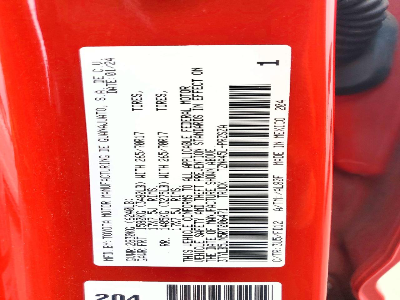 2024 Toyota Tacoma Trd Off-road Red vin: 3TYLB5JN5RT006471