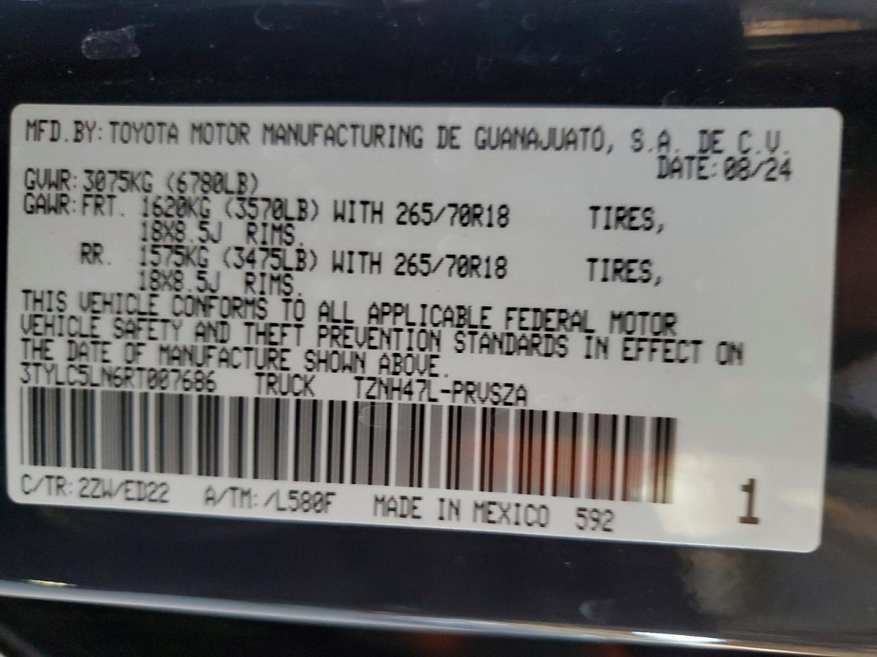 2024 Toyota Tacoma Trd Pro Hv Угольный vin: 3TYLC5LN6RT007686