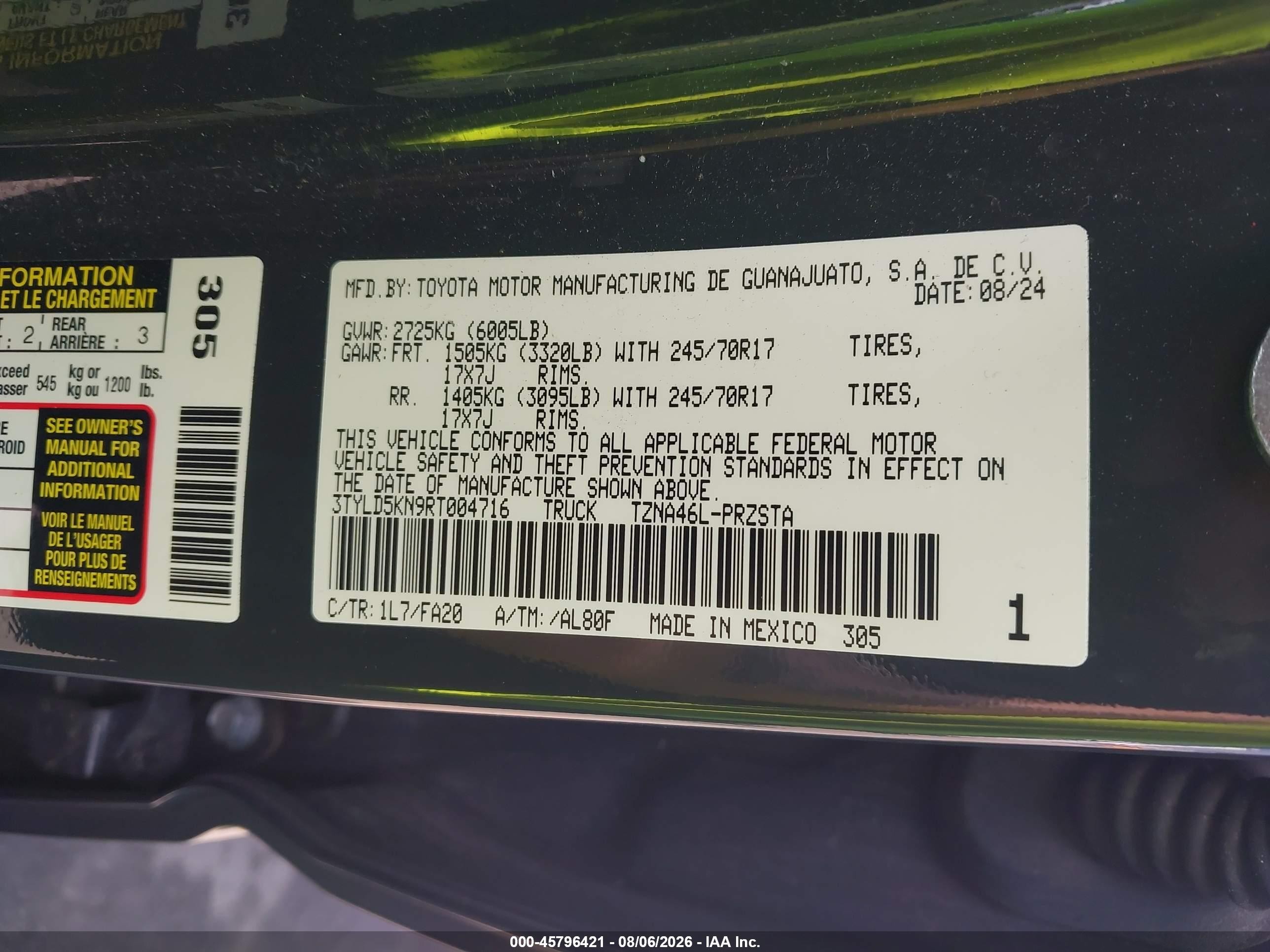 2024 Toyota Tacoma Sr Gray vin: 3TYLD5KN9RT004716