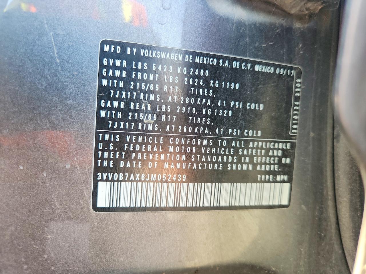 2018 Volkswagen Tiguan S Gray vin: 3VV0B7AX6JM052439