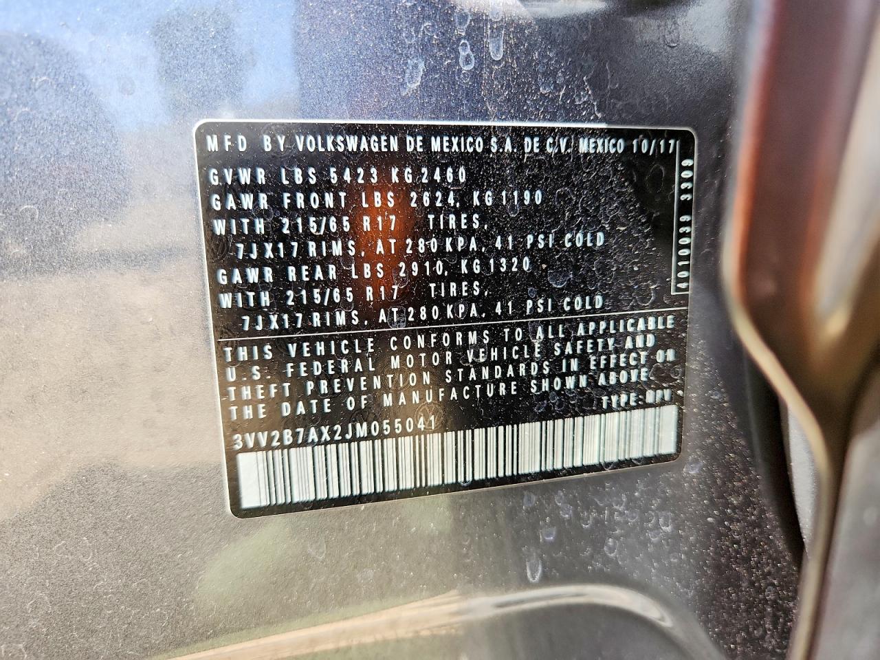 2018 Volkswagen Tiguan Se Gray vin: 3VV2B7AX2JM055041