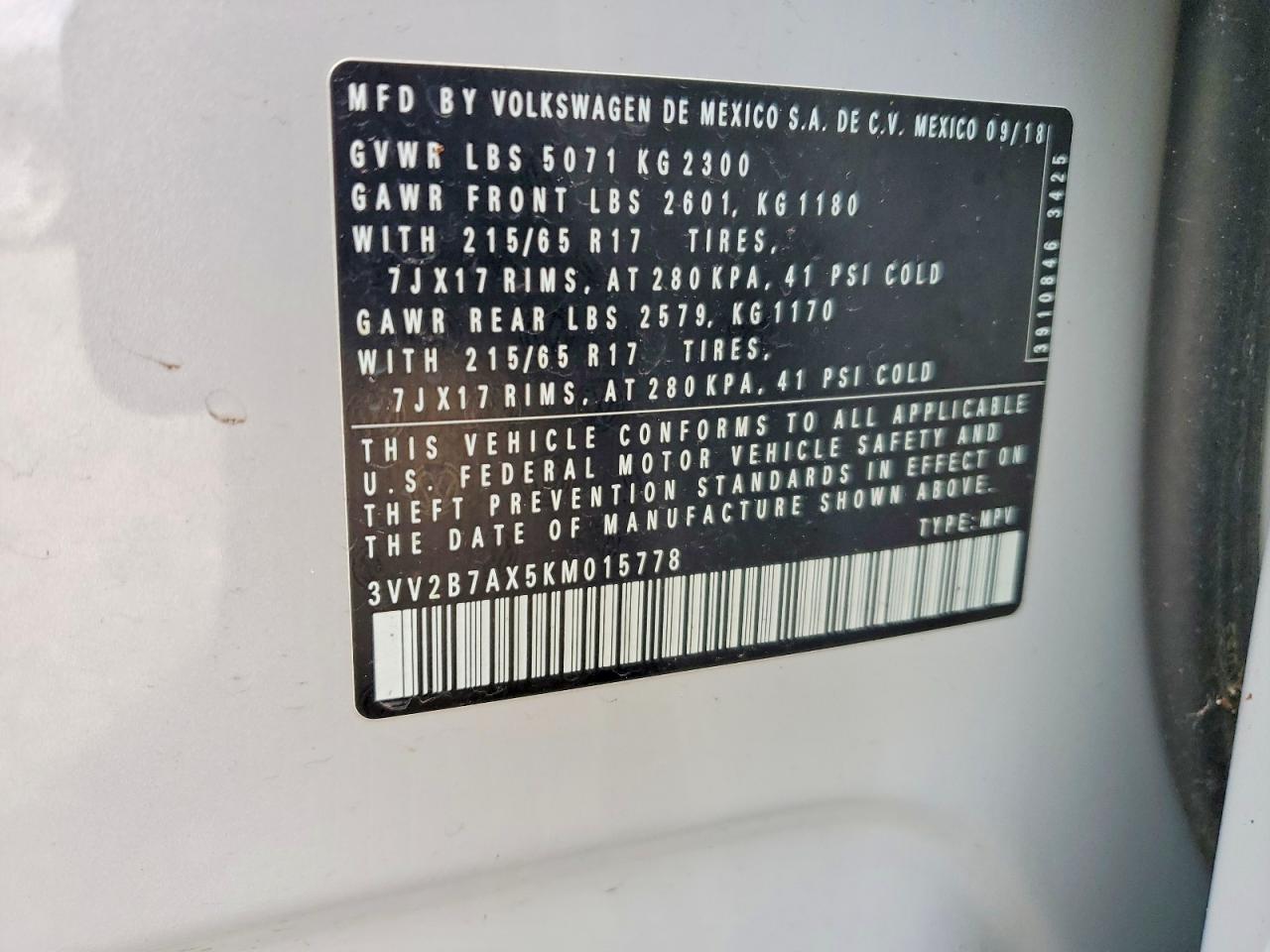 2019 Volkswagen Tiguan Se Серый vin: 3VV2B7AX5KM015778