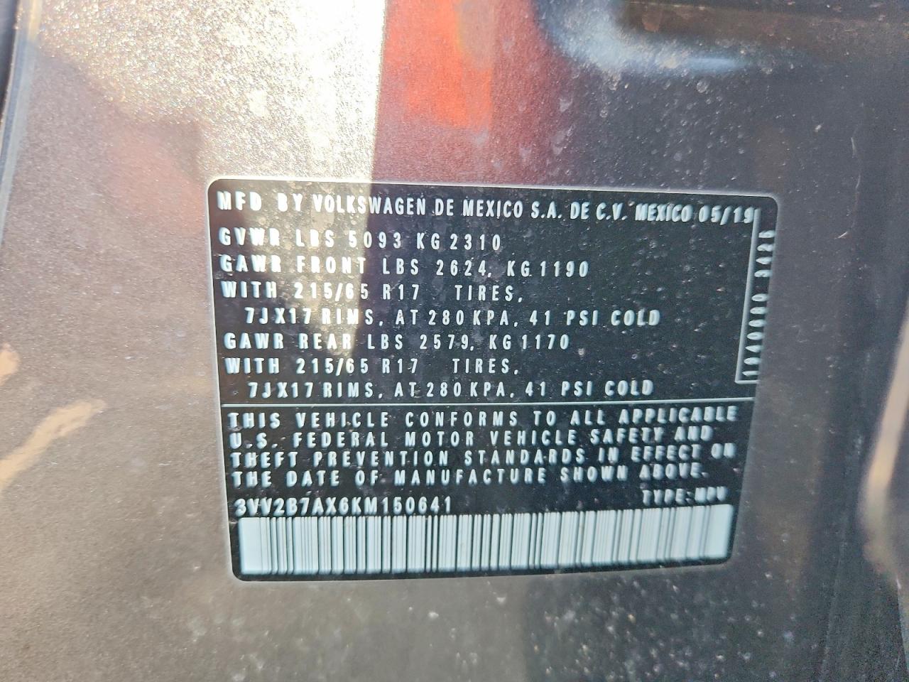 2019 Volkswagen Tiguan Se Gray vin: 3VV2B7AX6KM150641