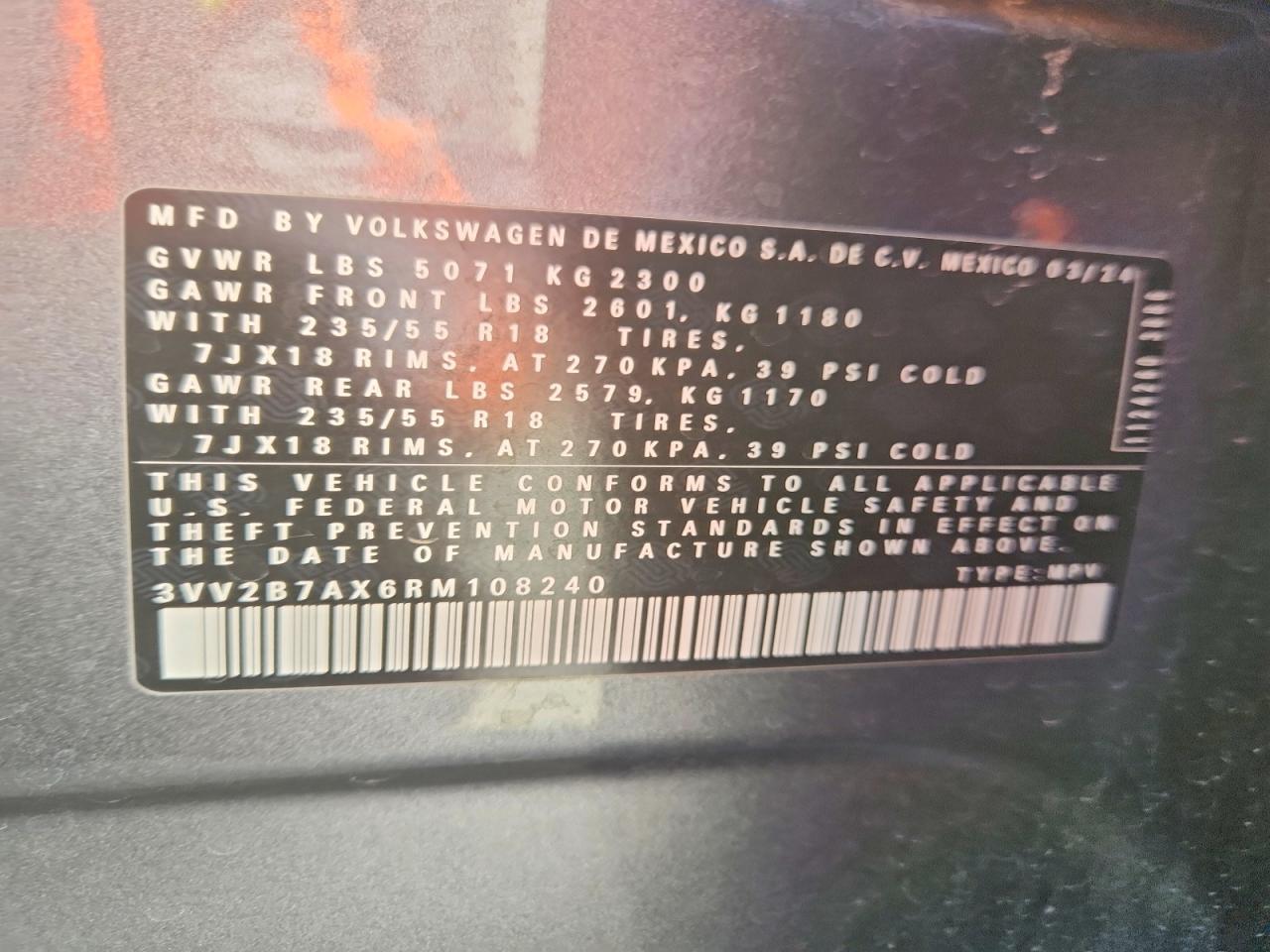 2024 Volkswagen Tiguan Se Charcoal vin: 3VV2B7AX6RM108240