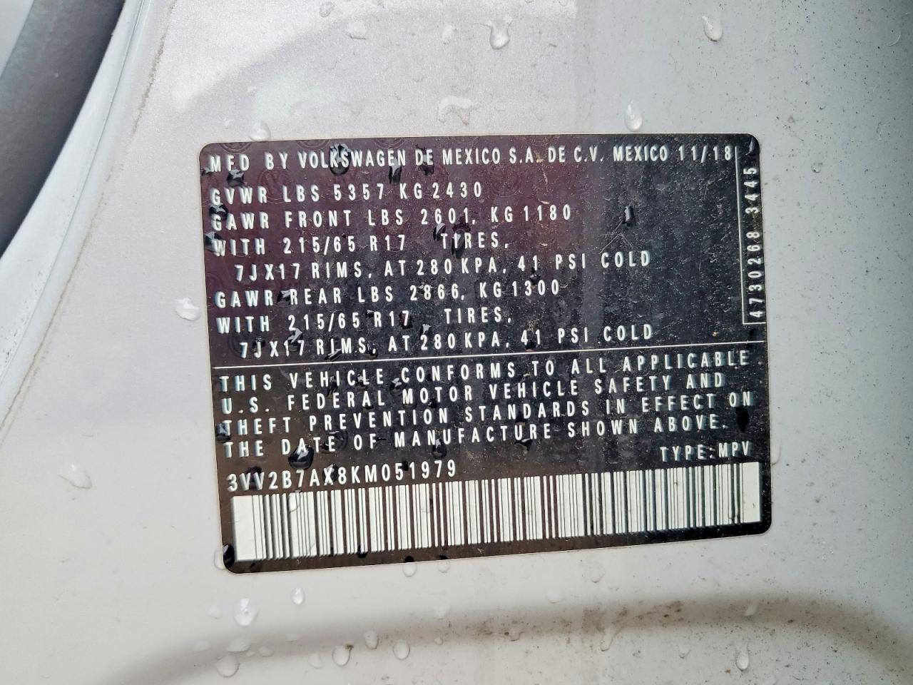 2019 Volkswagen Tiguan Se Gray vin: 3VV2B7AX8KM051979