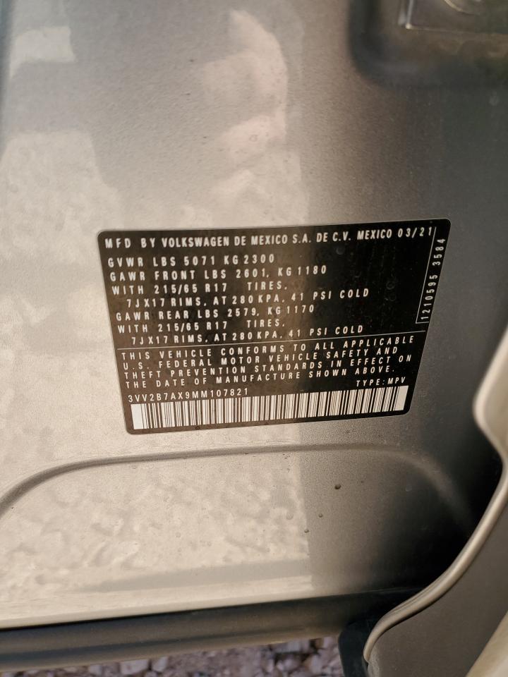2021 Volkswagen Tiguan Se Серебряный vin: 3VV2B7AX9MM107821