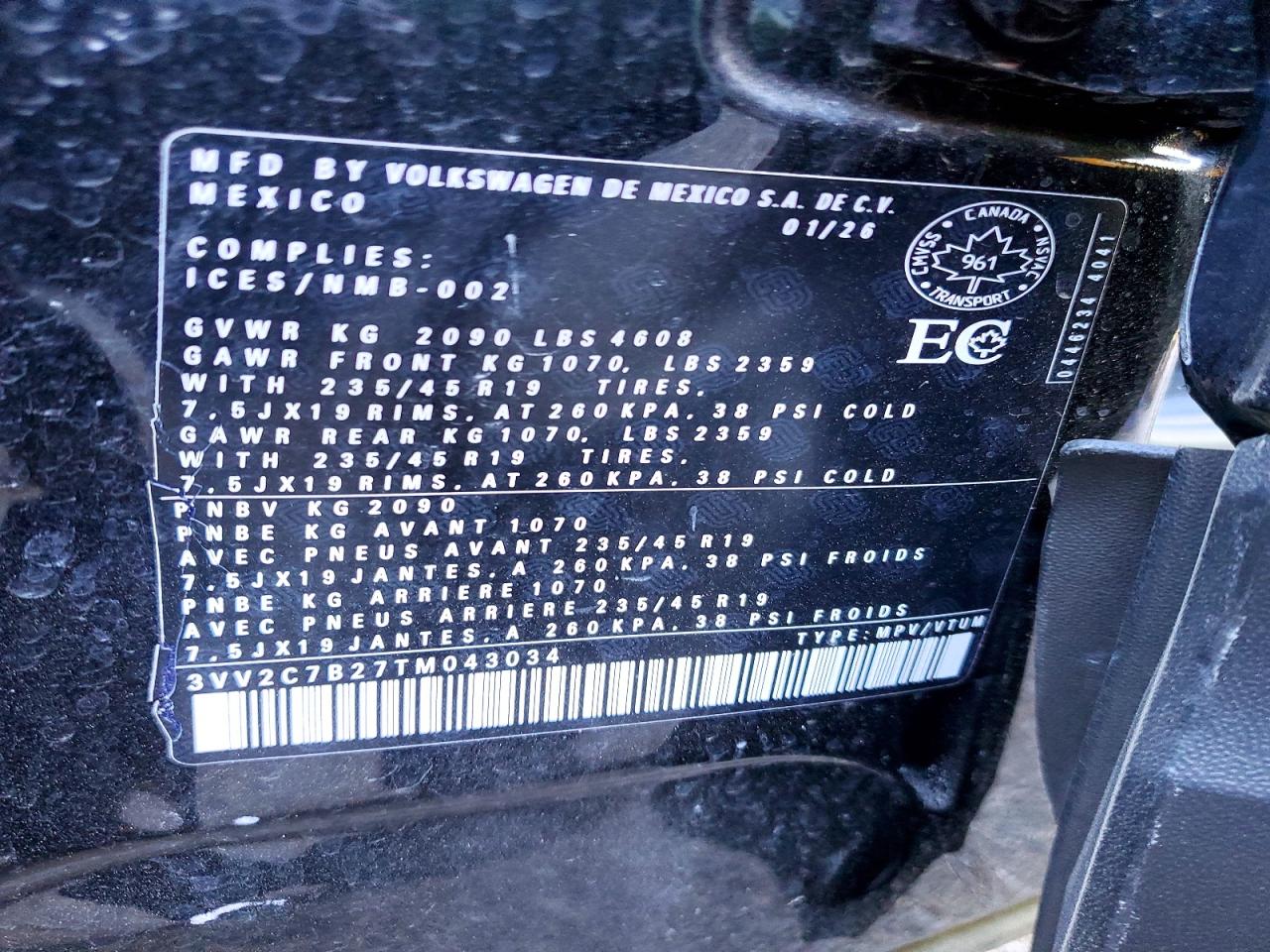 2026 Volkswagen Taos Se Black Black vin: 3VV2C7B27TM043034