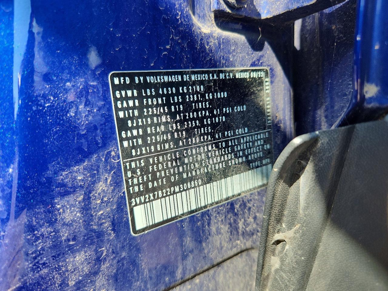 2023 Volkswagen Taos Sel Blue vin: 3VV2X7B22PM306850