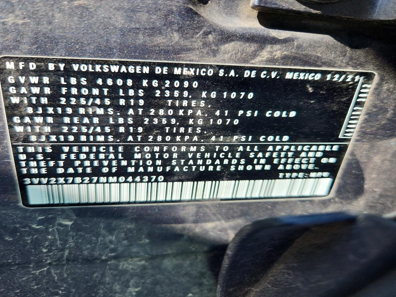 2022 Volkswagen Taos Sel Gray vin: 3VV2X7B27NM044370