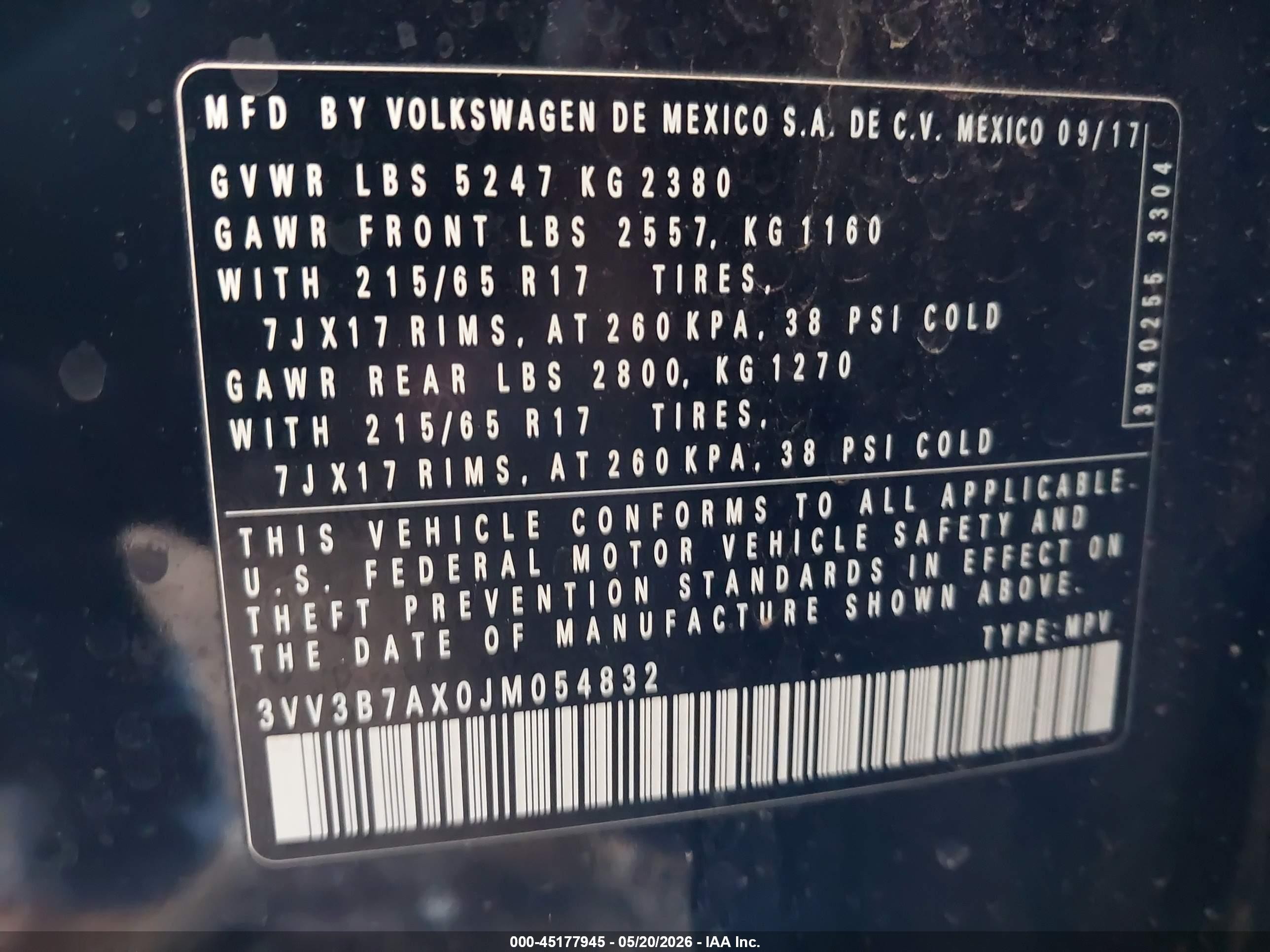 2018 Volkswagen Tiguan 2.0t Se/2.0t Sel Black vin: 3VV3B7AX0JM054832